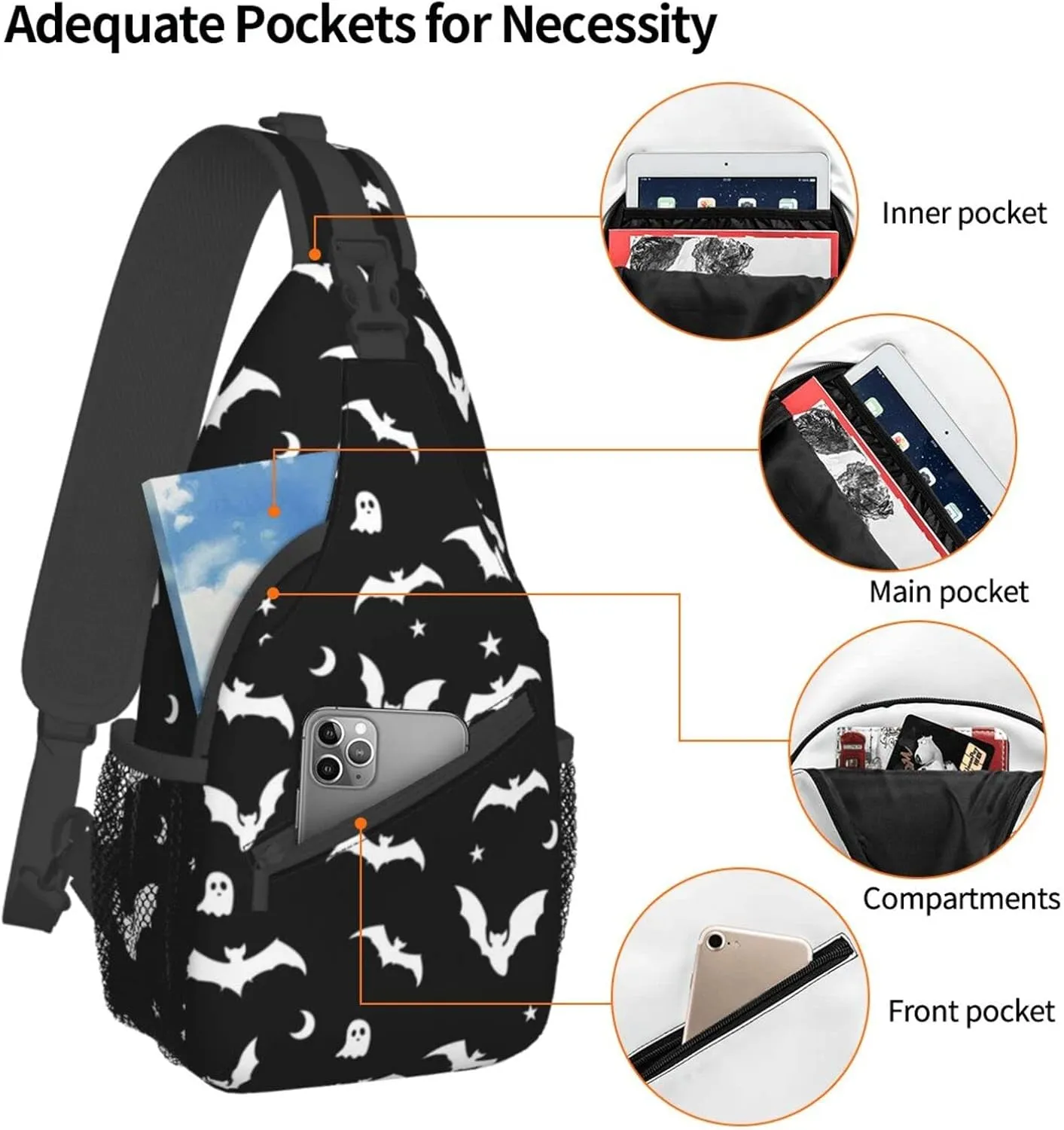 Hiking Daypacks Crossbody Shoulder Bag,Adjustable Strap High Capacity,For Men Women Outdoor Cycling Travel