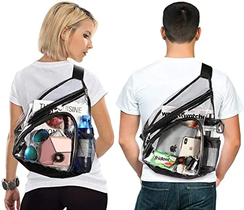 HULISEN Clear PVC Sling Bag, Adjustable Strap