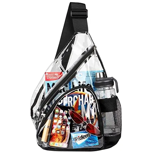 HULISEN Clear PVC Sling Bag, Adjustable Strap