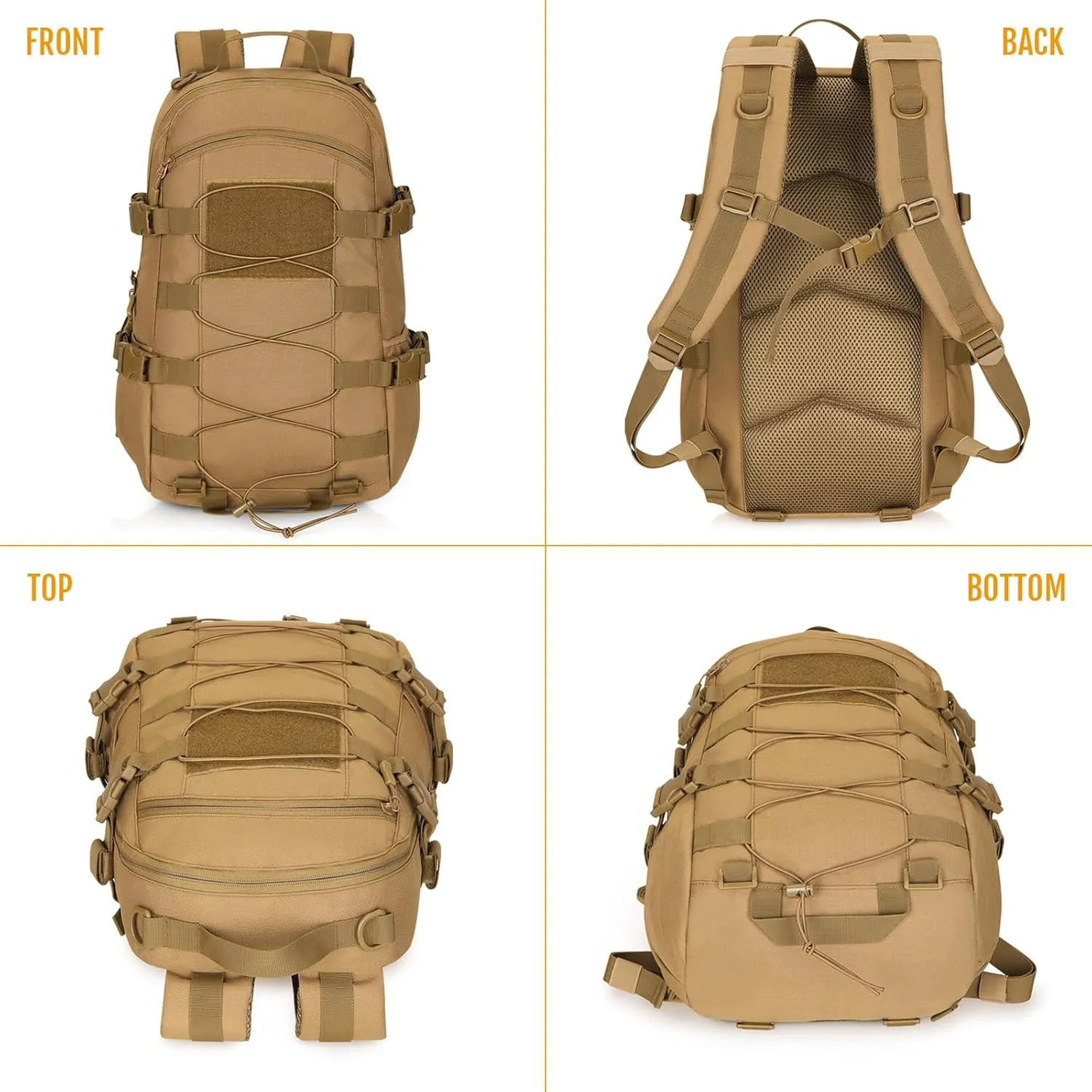 HUNTVP 25L Tactical Backpack Military Backpack MOLLE Bag Outdoor Hunting Rucksack Gear Assault Travel Daily Pack Bag