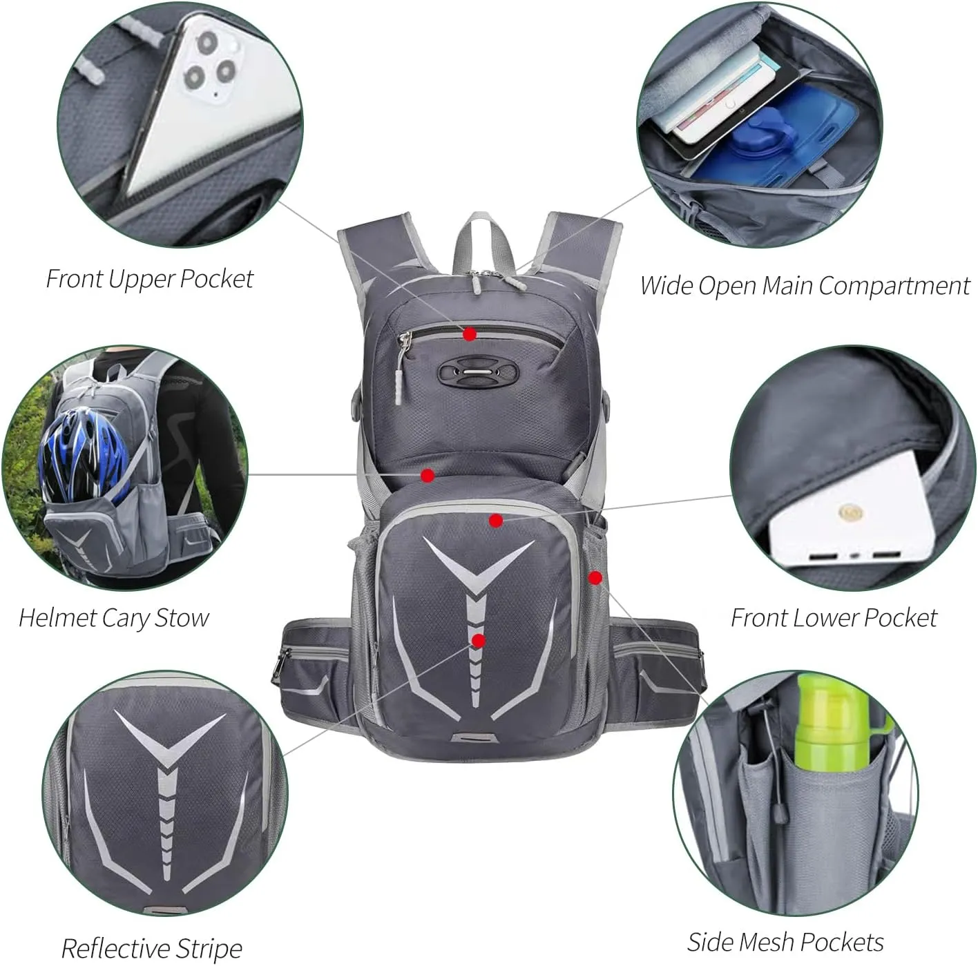 Hydration Backpack for Men Women，Lightweig Hiking Backpack Waterproof Hydration Packs with 3L Water Bladder