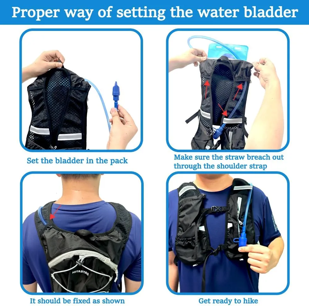 Hydration Backpack with 2L Hydration Bladder Lightweight Water Backpack Climbing Pouch for Hiking Hydration Pack for Running Cycling Hiking