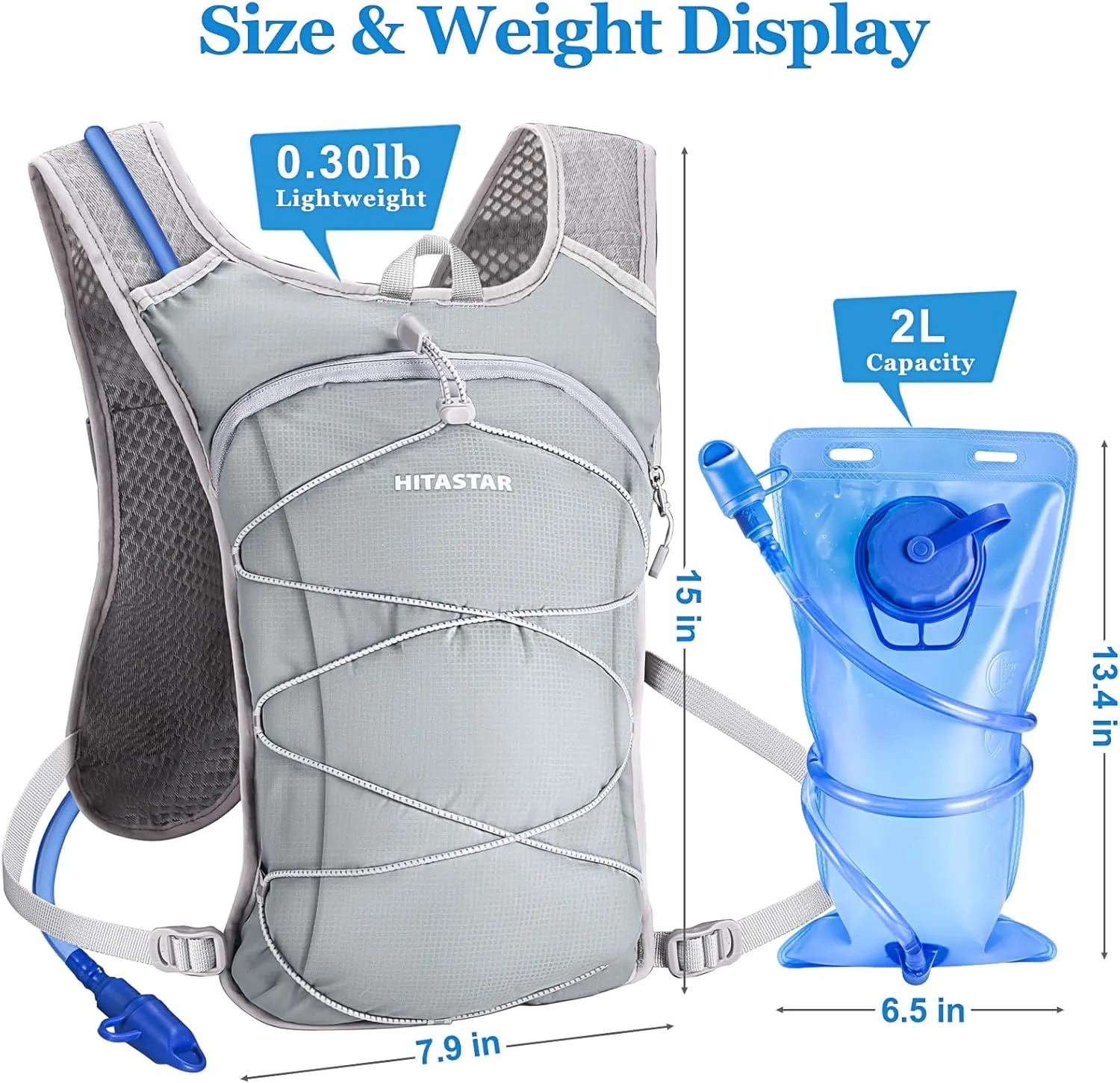Hydration Backpack with 2L Hydration Bladder Lightweight Water Backpack Climbing Pouch for Hiking Hydration Pack for Running Cycling Hiking