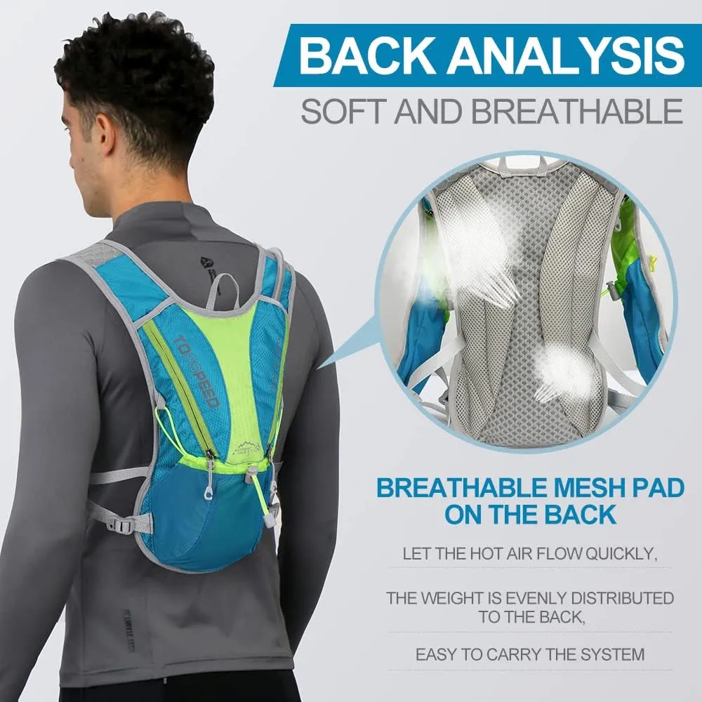 Hydration Pack Backpack，IX INOXTO Running Hydration Vest with 1.5L ( 50 oz) Water Bladder for Men Women，Lightweight Water Backpack for Hiking Cycling Climbing Camping