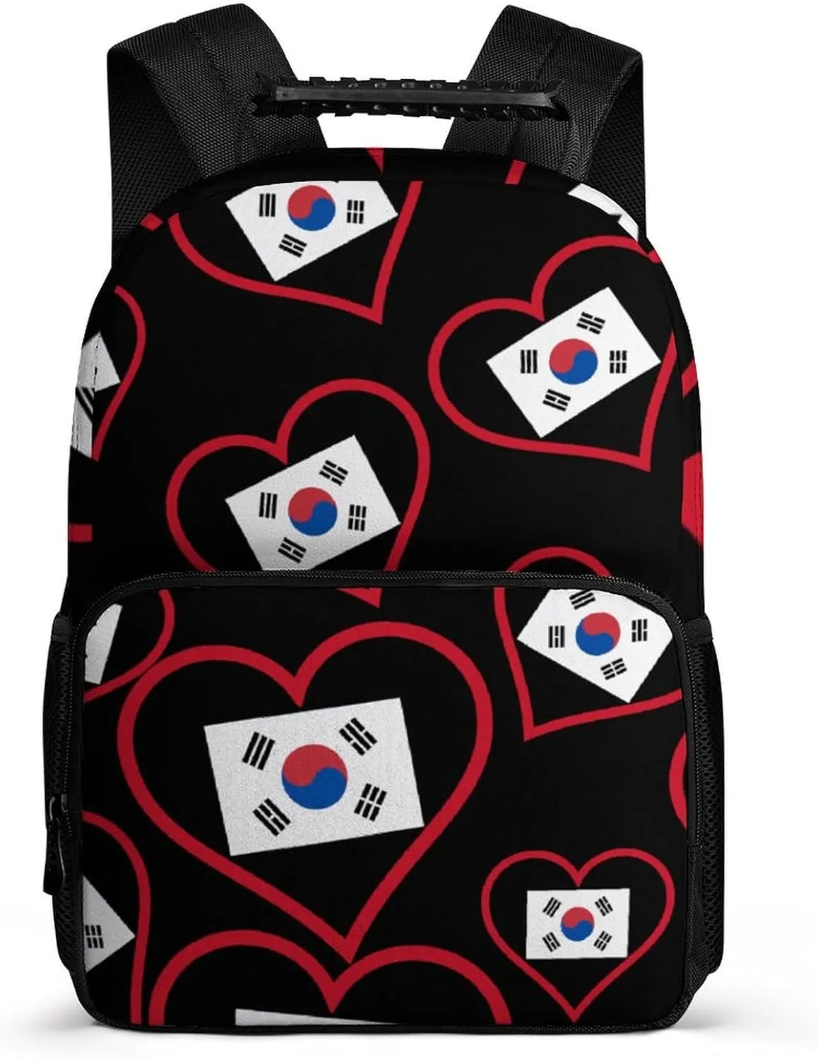 I Love South_Korea Red Heart Travel Backpack Casual Daypacks Computer Shoulder Bag for Work Shopping Unisex 16 Inch