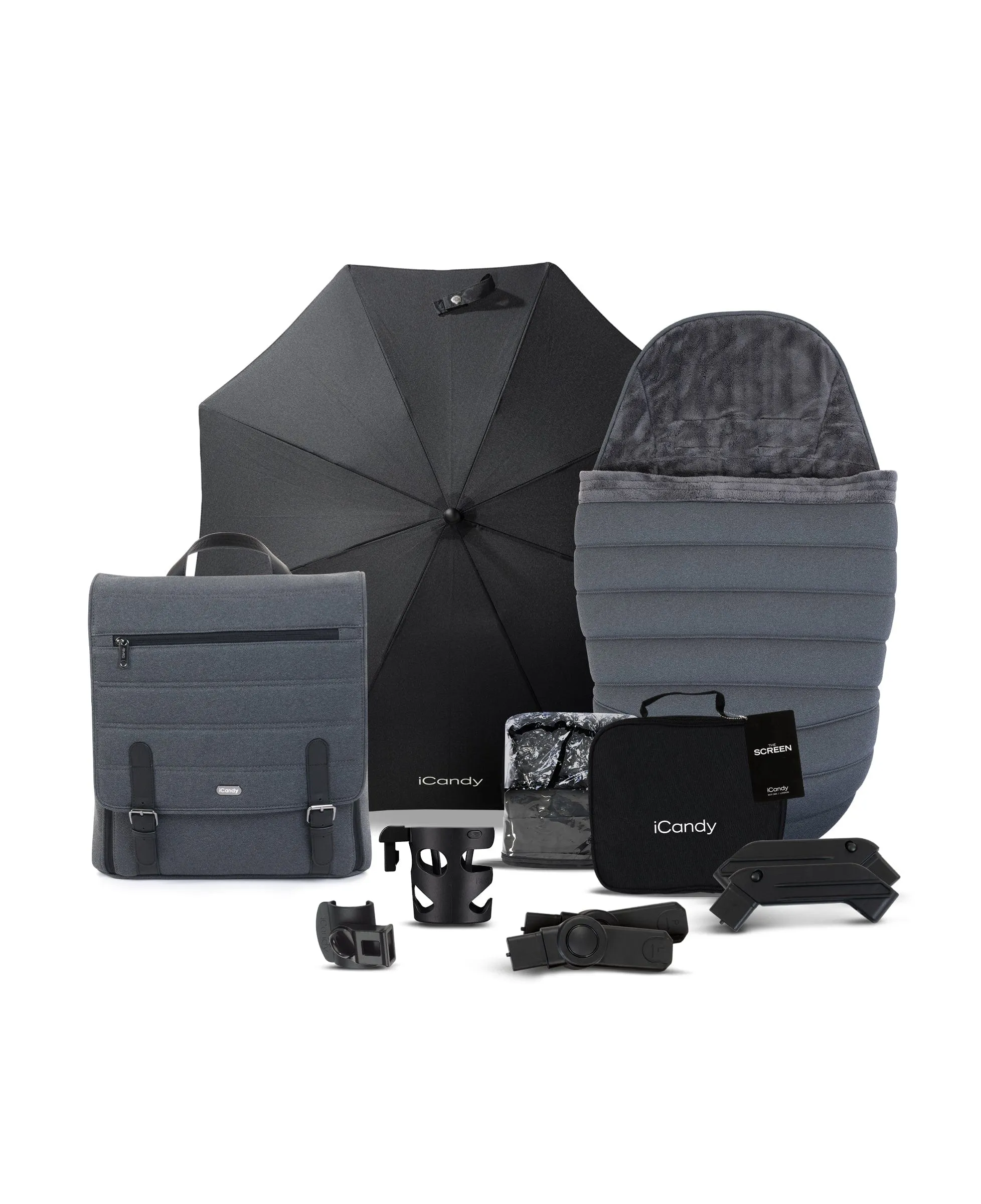 iCandy Peach 7 Complete Bundle - Phantom / Dark Grey (Black Parasol)