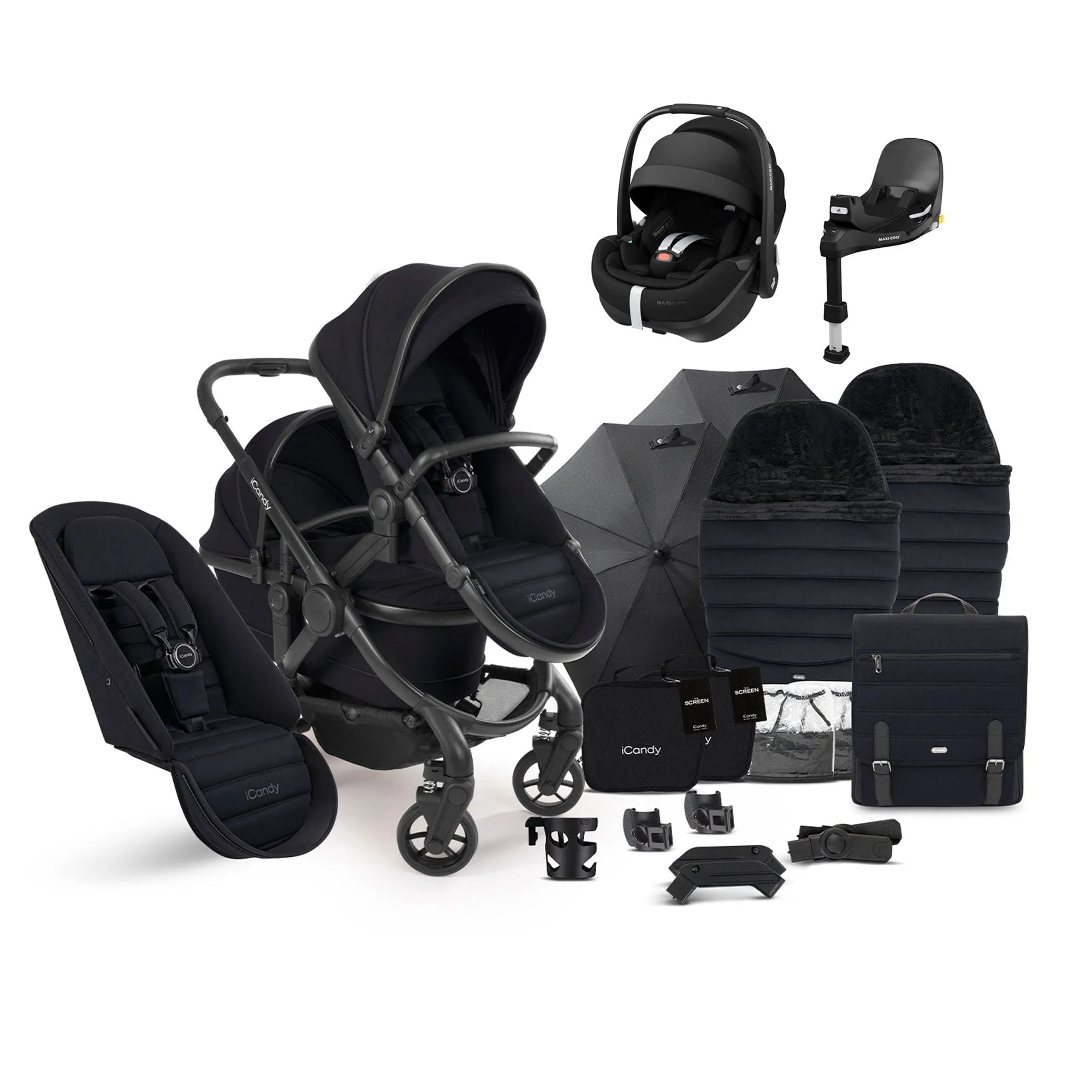 iCandy Peach 7 Double Complete Maxi-Cosi Travel System in Black