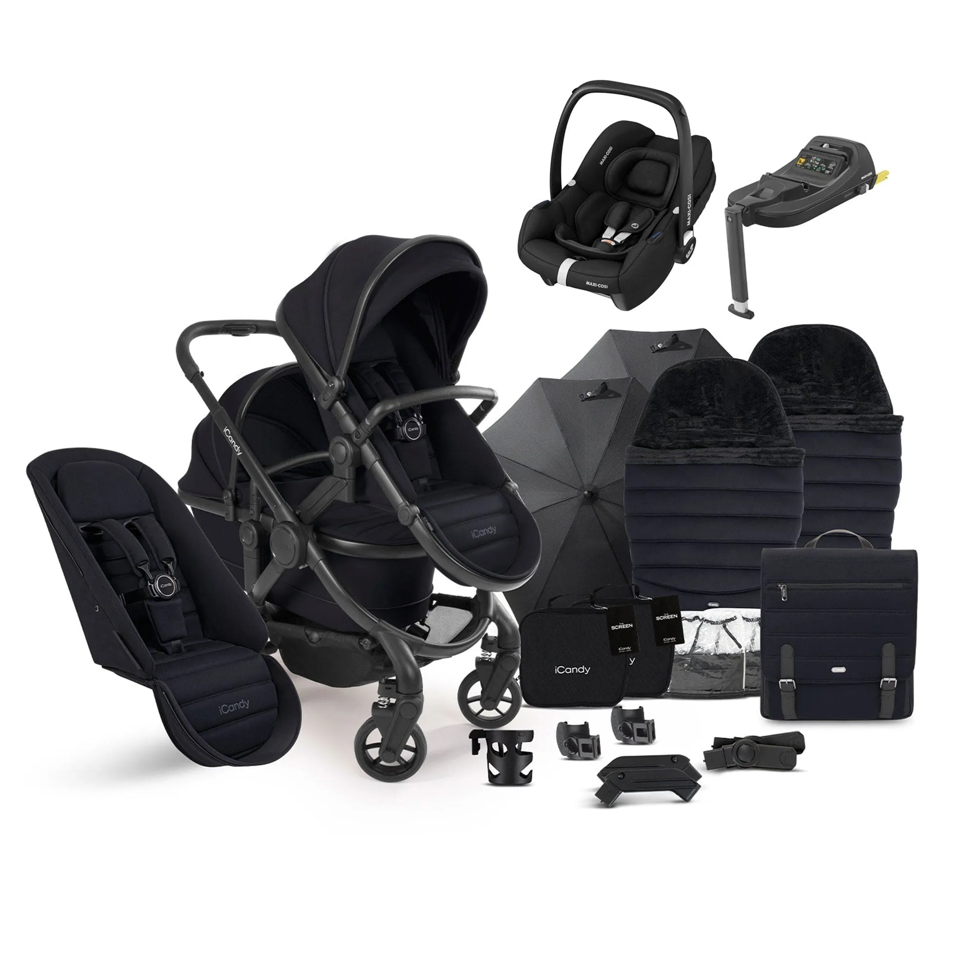 iCandy Peach 7 Double Complete Maxi-Cosi Travel System in Black