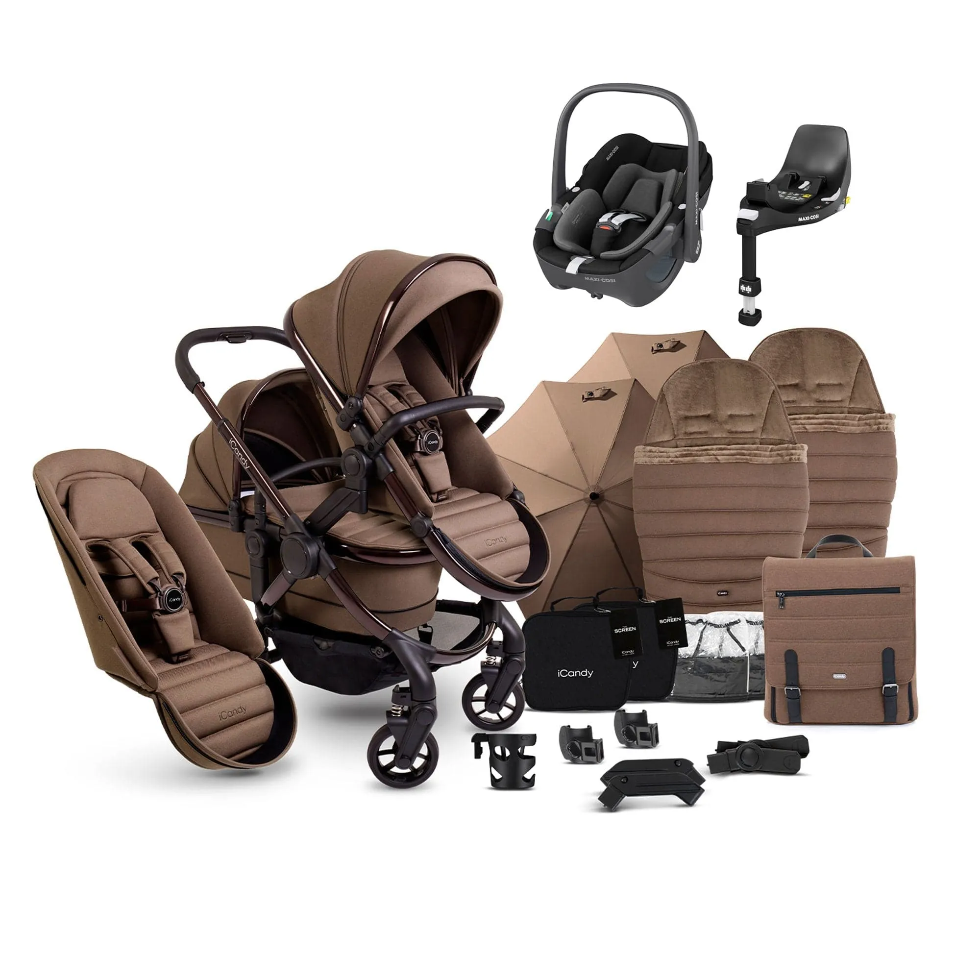 iCandy Peach 7 Double Complete Maxi-Cosi Travel System in Coco