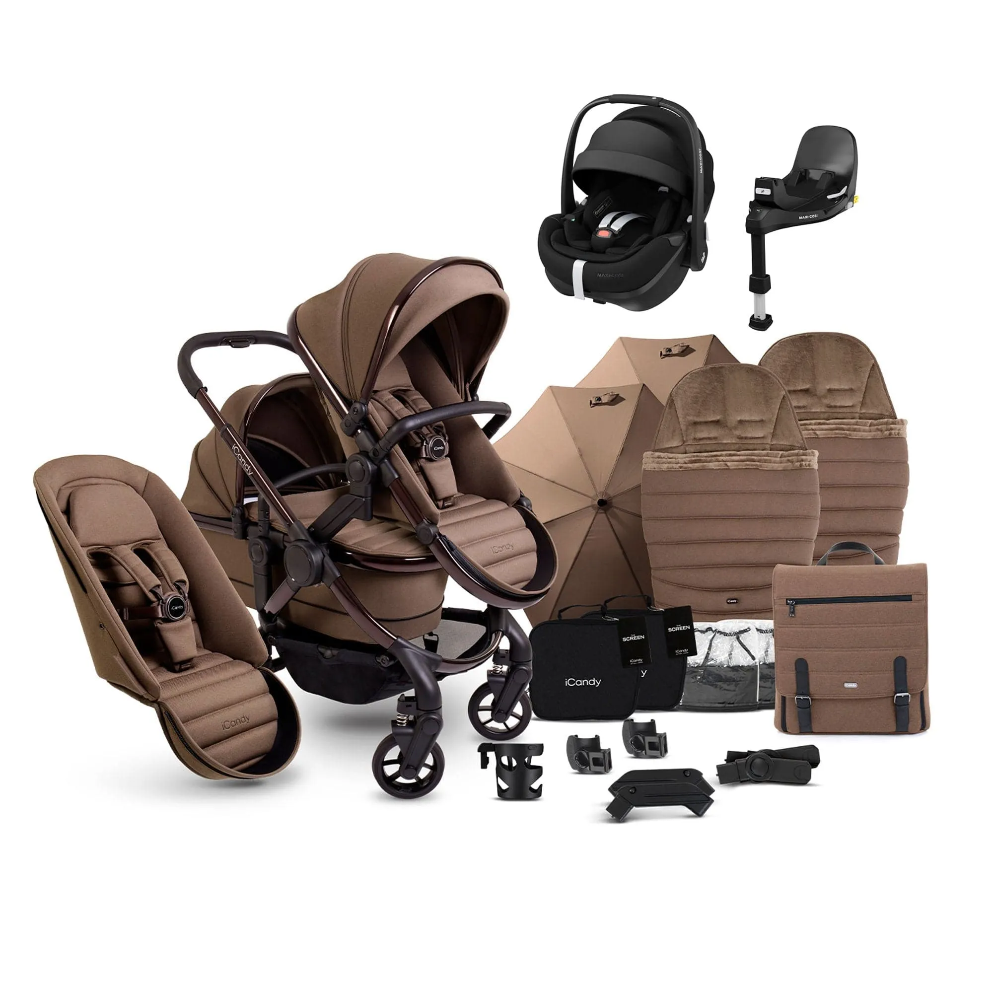 iCandy Peach 7 Double Complete Maxi-Cosi Travel System in Coco
