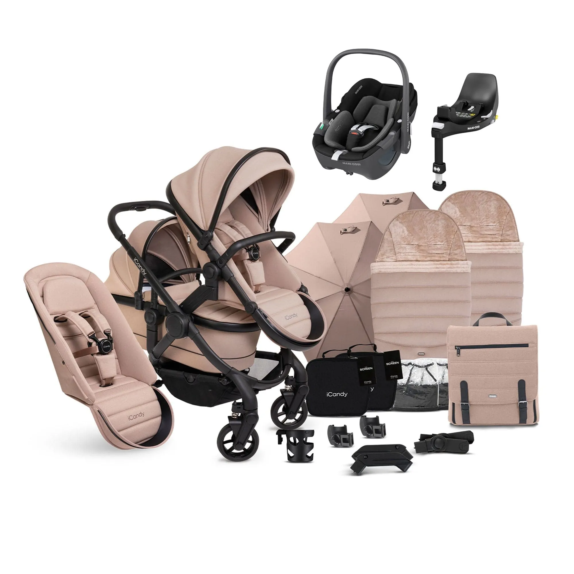 iCandy Peach 7 Double Complete Maxi-Cosi Travel System in Cookie