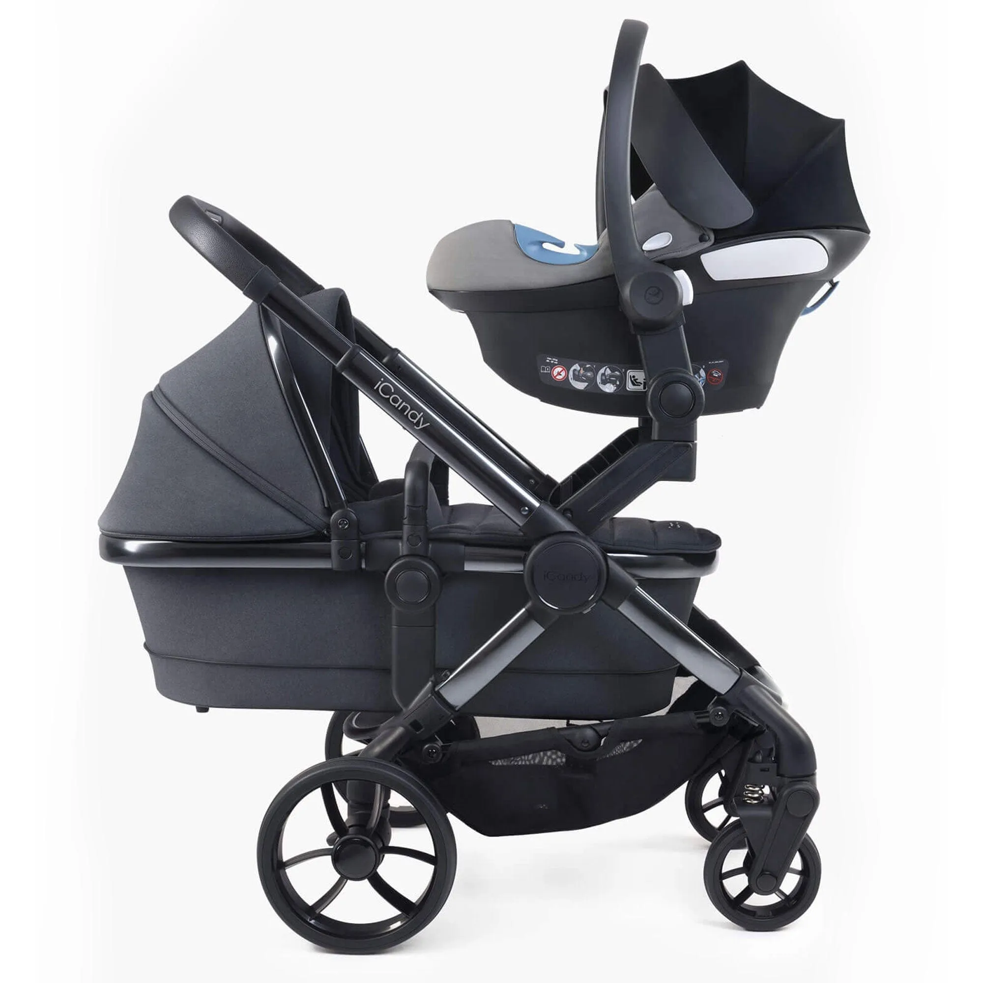 iCandy Peach 7 Double Complete Maxi-Cosi Travel System in Dark Grey