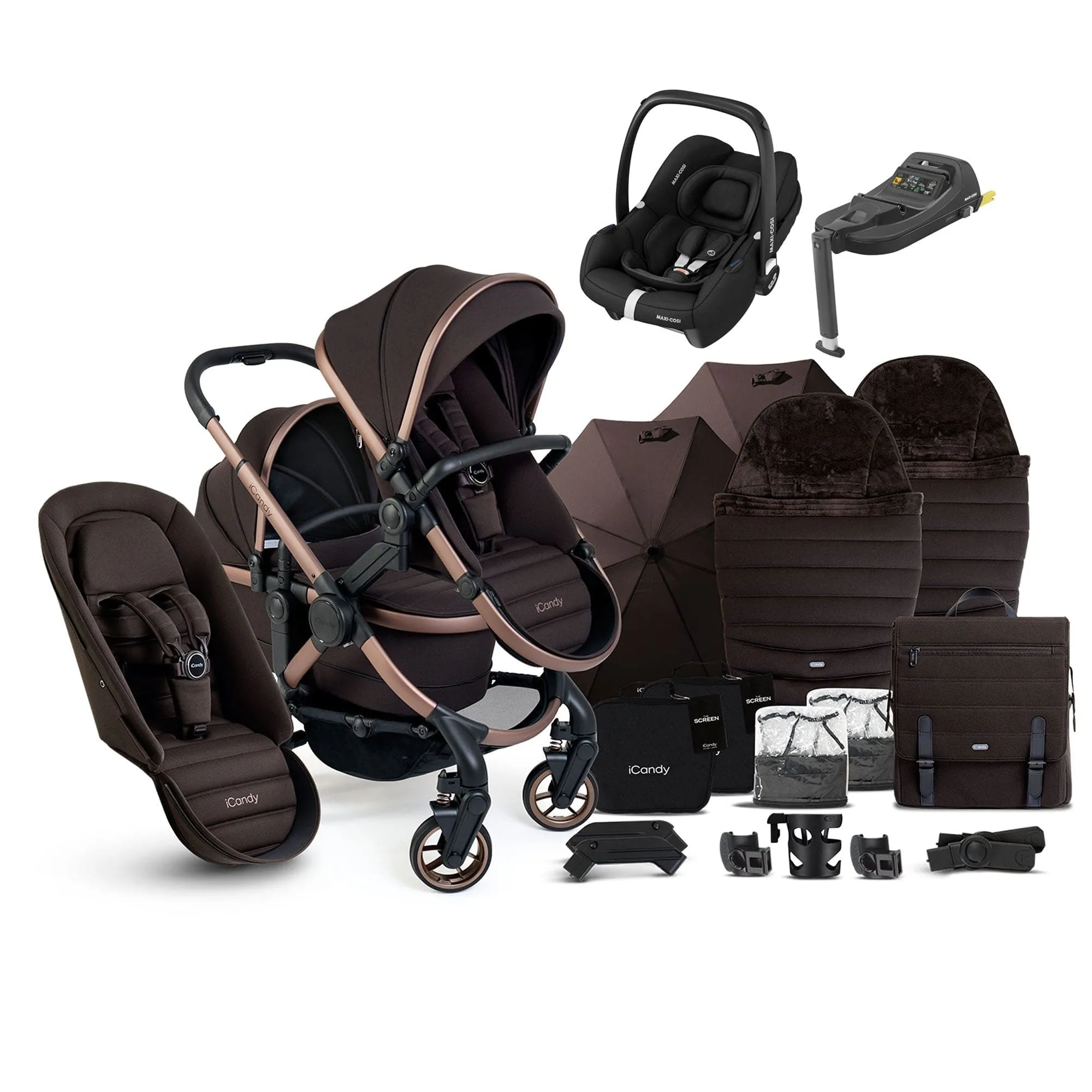 iCandy Peach 7 Double Complete Maxi-Cosi Travel System in Pecan