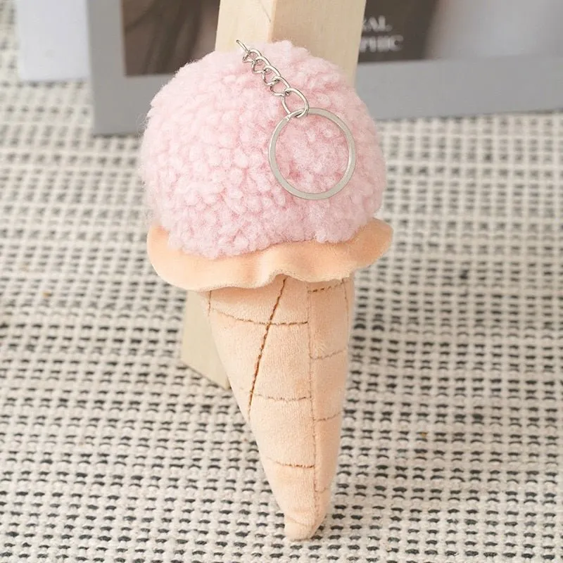 Ice Cream Plush Keychain Backpack Pendant