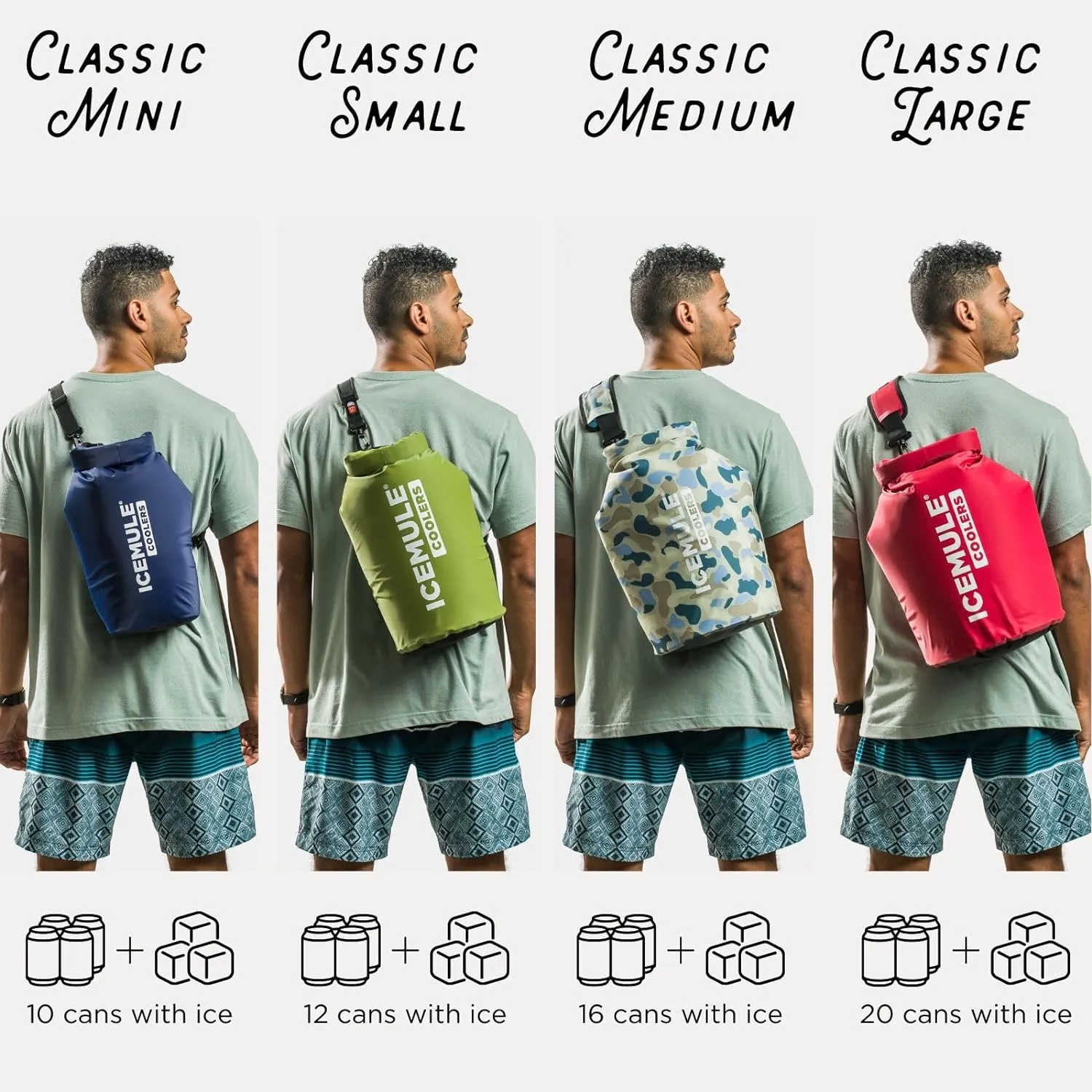 ICEMULE Classic Collapsible Sling Strap Cooler Hands Free, 100% Waterproof, Floats, 24  Hours Cooling, Soft Sided Cooler for the Beach, Concerts, Traveling, RV-ing, Hiking, Kayaking, Camping & Fishing