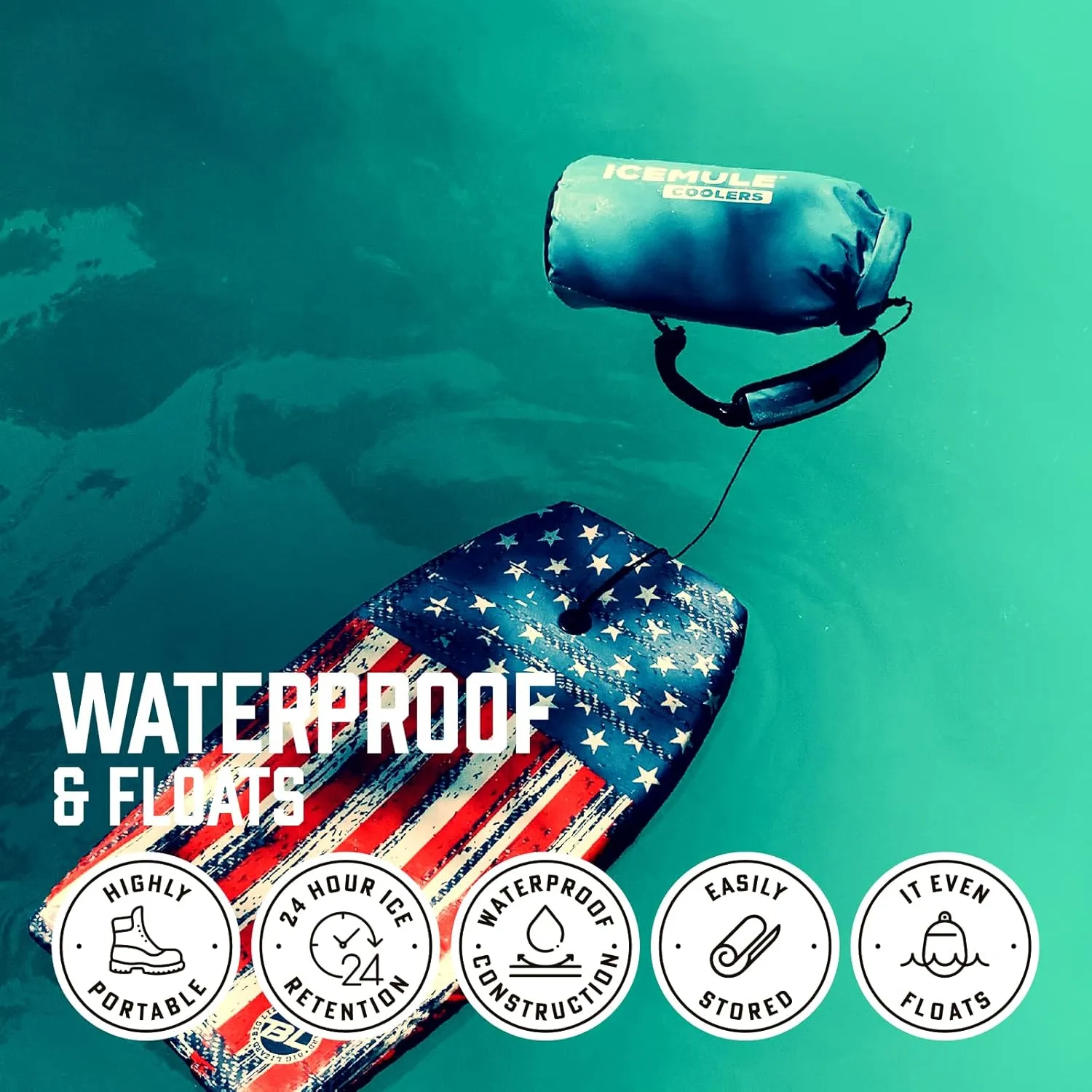 ICEMULE Classic Collapsible Sling Strap Cooler Hands Free, 100% Waterproof, Floats, 24  Hours Cooling, Soft Sided Cooler for the Beach, Concerts, Traveling, RV-ing, Hiking, Kayaking, Camping & Fishing