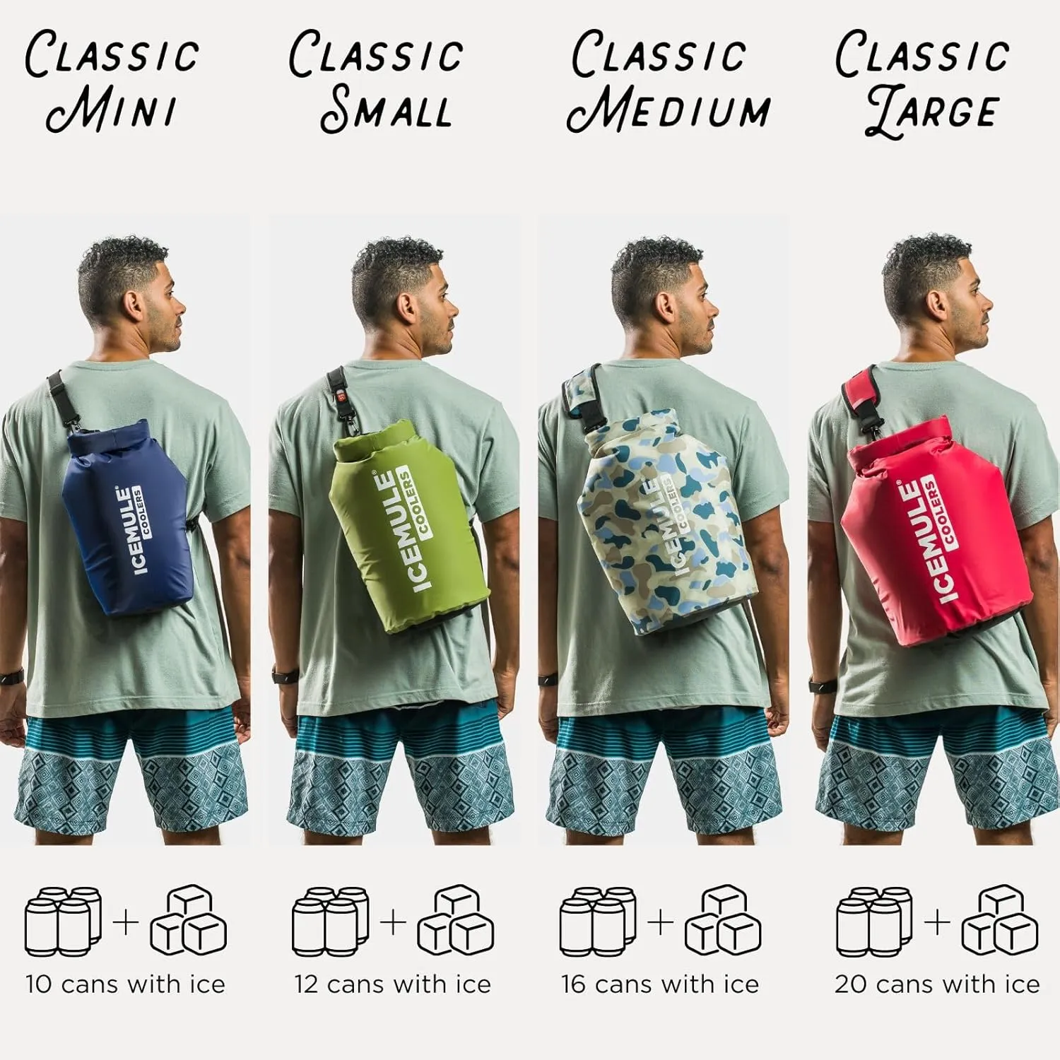 ICEMULE Classic Collapsible Sling Strap Cooler Hands Free, 100% Waterproof, Floats, 24  Hours Cooling, Soft Sided Cooler for the Beach, Concerts, Traveling, RV-ing, Hiking, Kayaking, Camping & Fishing
