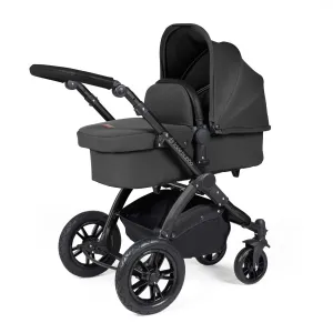 Ickle Bubba Stomp Luxe 2 in 1 Premium Pram - Black/Charcoal Grey/Black