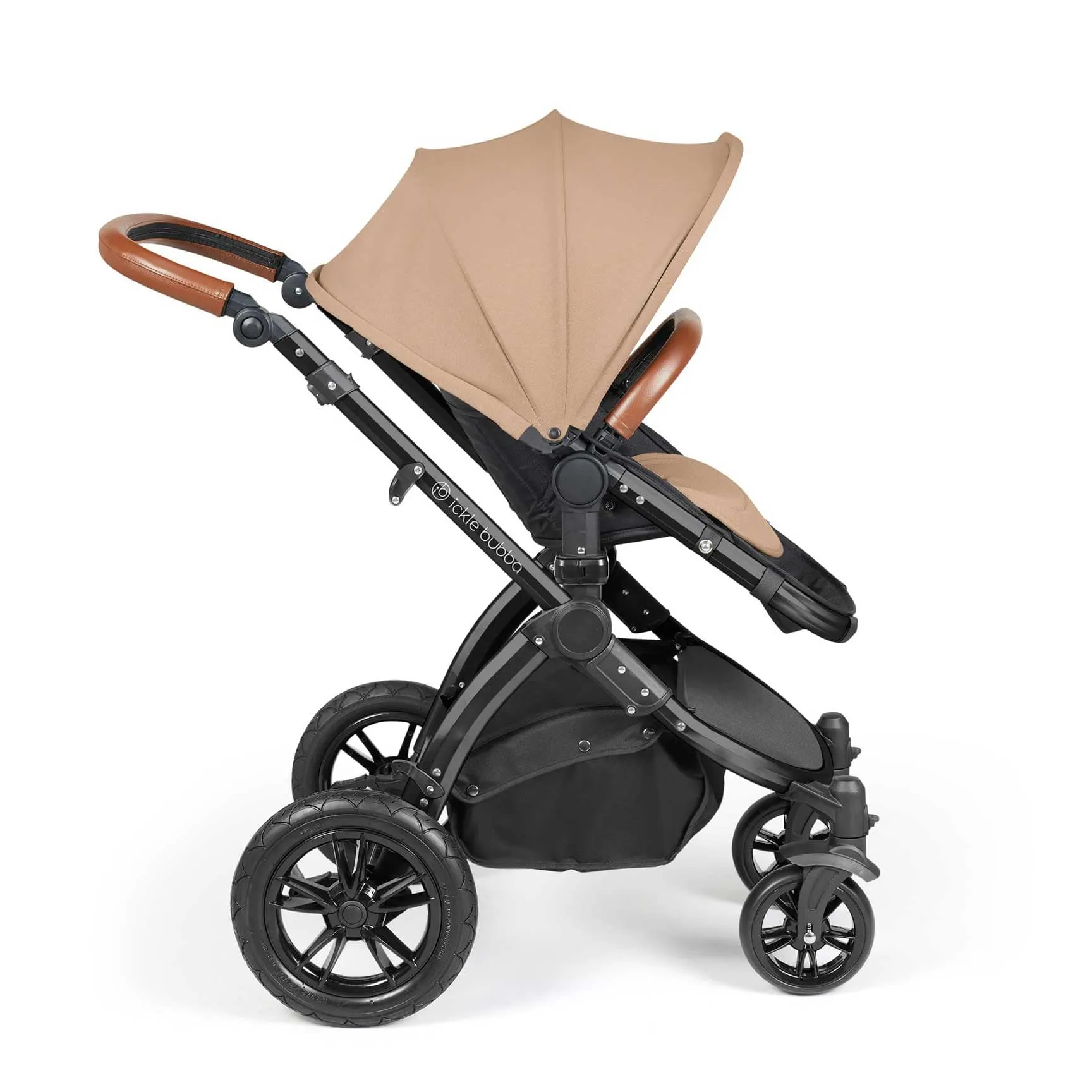 Ickle Bubba Stomp Luxe 2 in 1 Premium Pram - Black/Desert/Tan