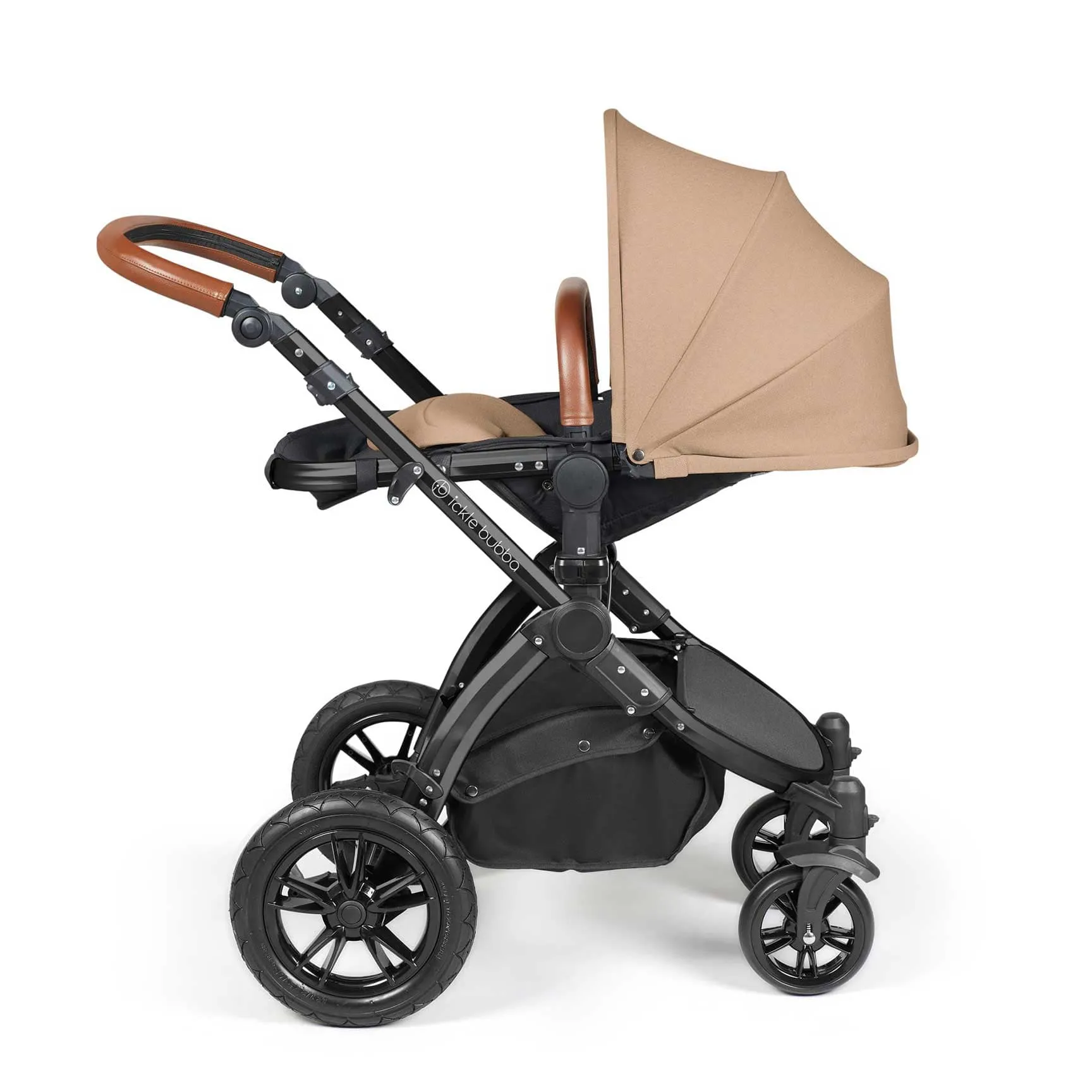 Ickle Bubba Stomp Luxe 2 in 1 Premium Pram - Black/Desert/Tan