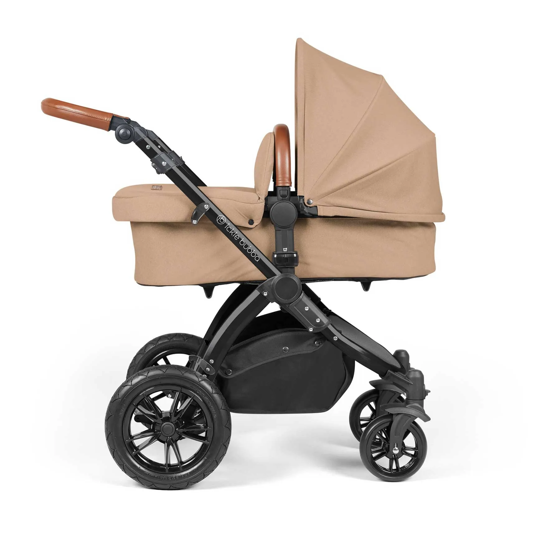 Ickle Bubba Stomp Luxe 2 in 1 Premium Pram - Black/Desert/Tan