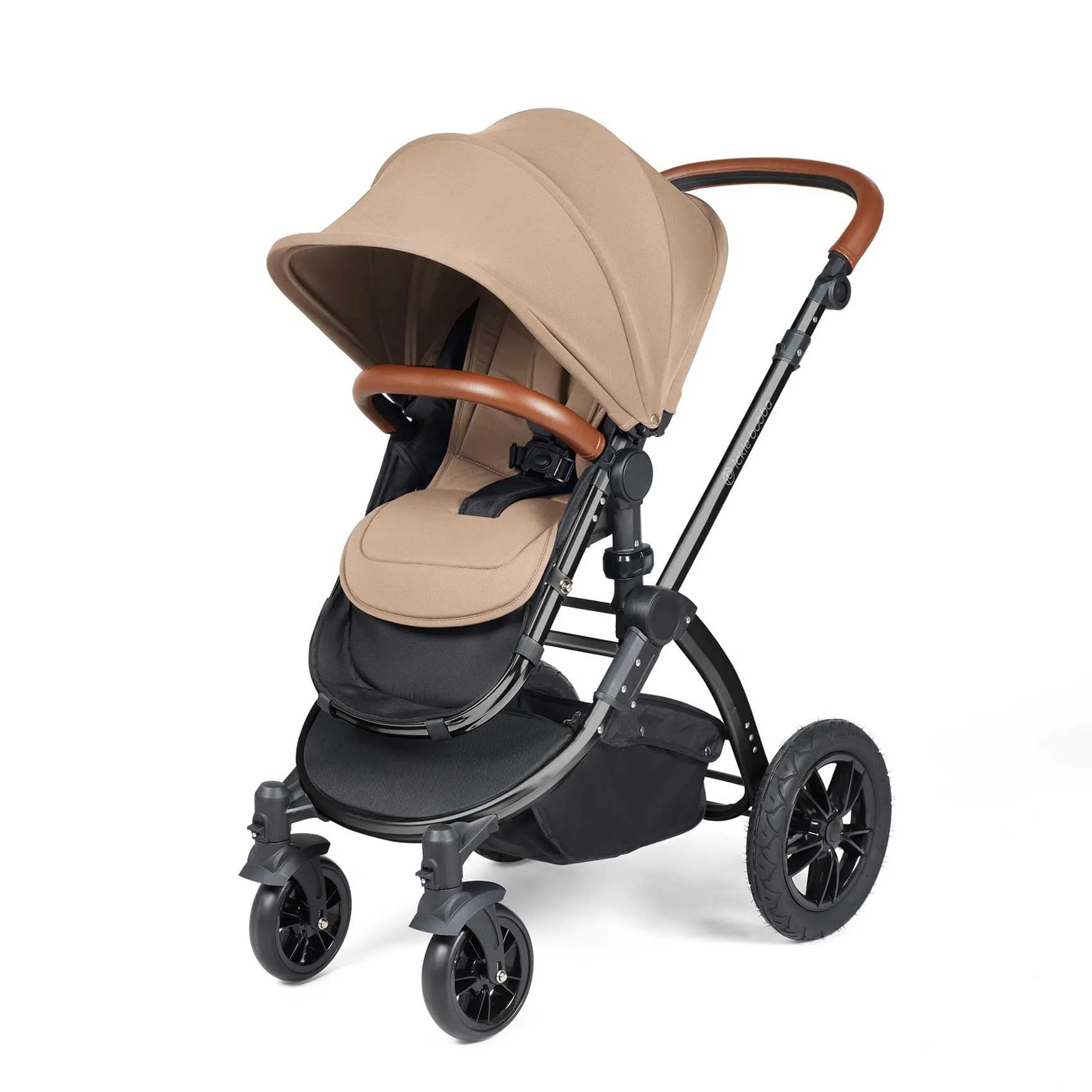 Ickle Bubba Stomp Luxe 2 in 1 Premium Pram - Black/Desert/Tan