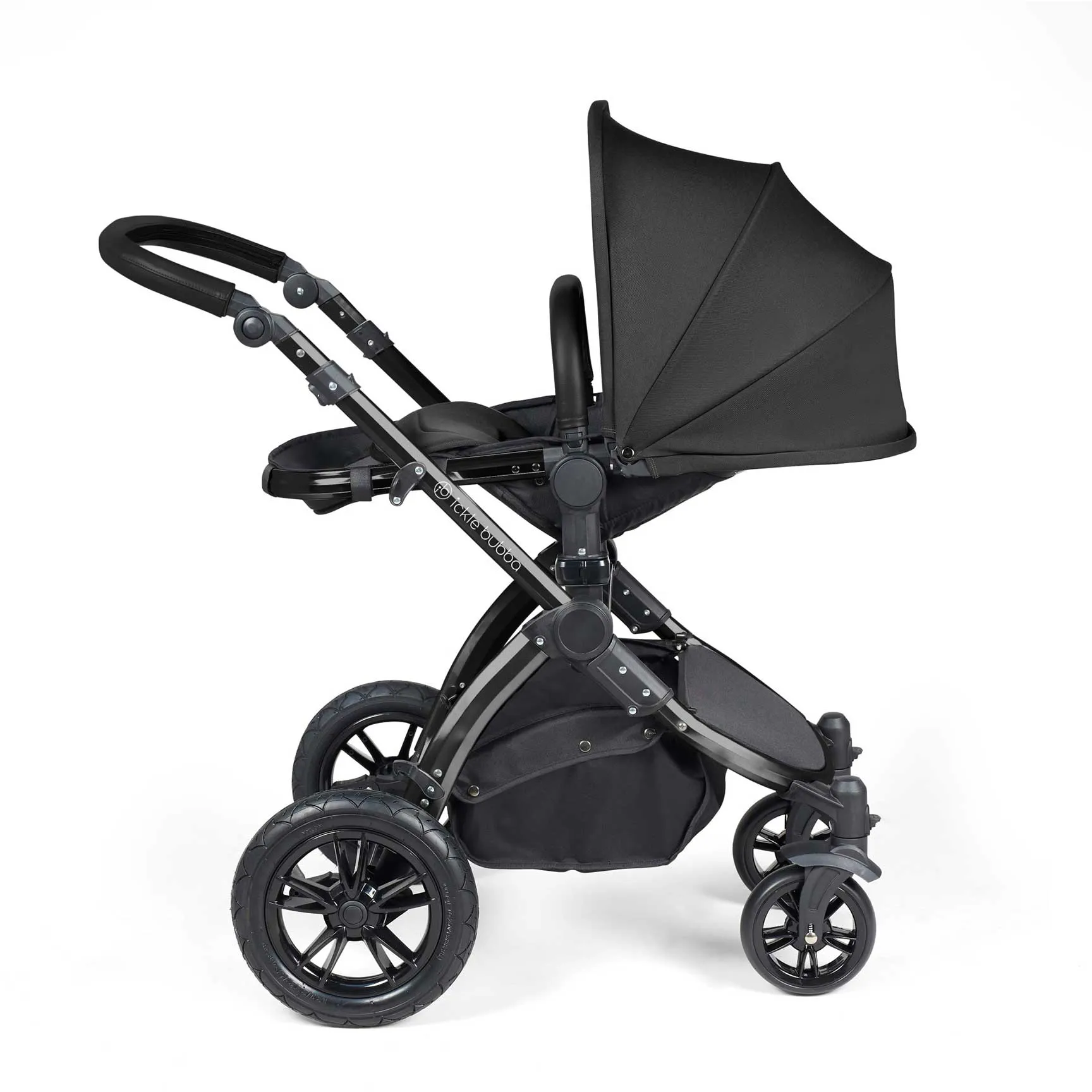 Ickle Bubba Stomp Luxe 2 in 1 Premium Pram - Black/Midnight/Black