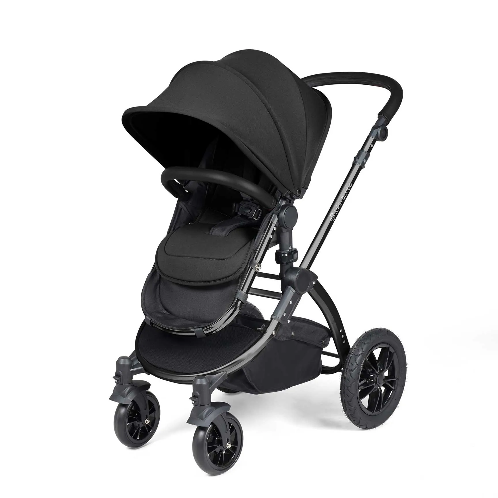 Ickle Bubba Stomp Luxe 2 in 1 Premium Pram - Black/Midnight/Black