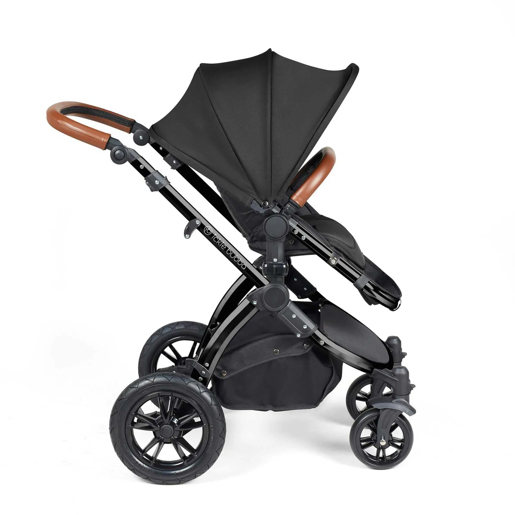 Ickle Bubba Stomp Luxe 2 in 1 Premium Pram - Black/Midnight/Tan