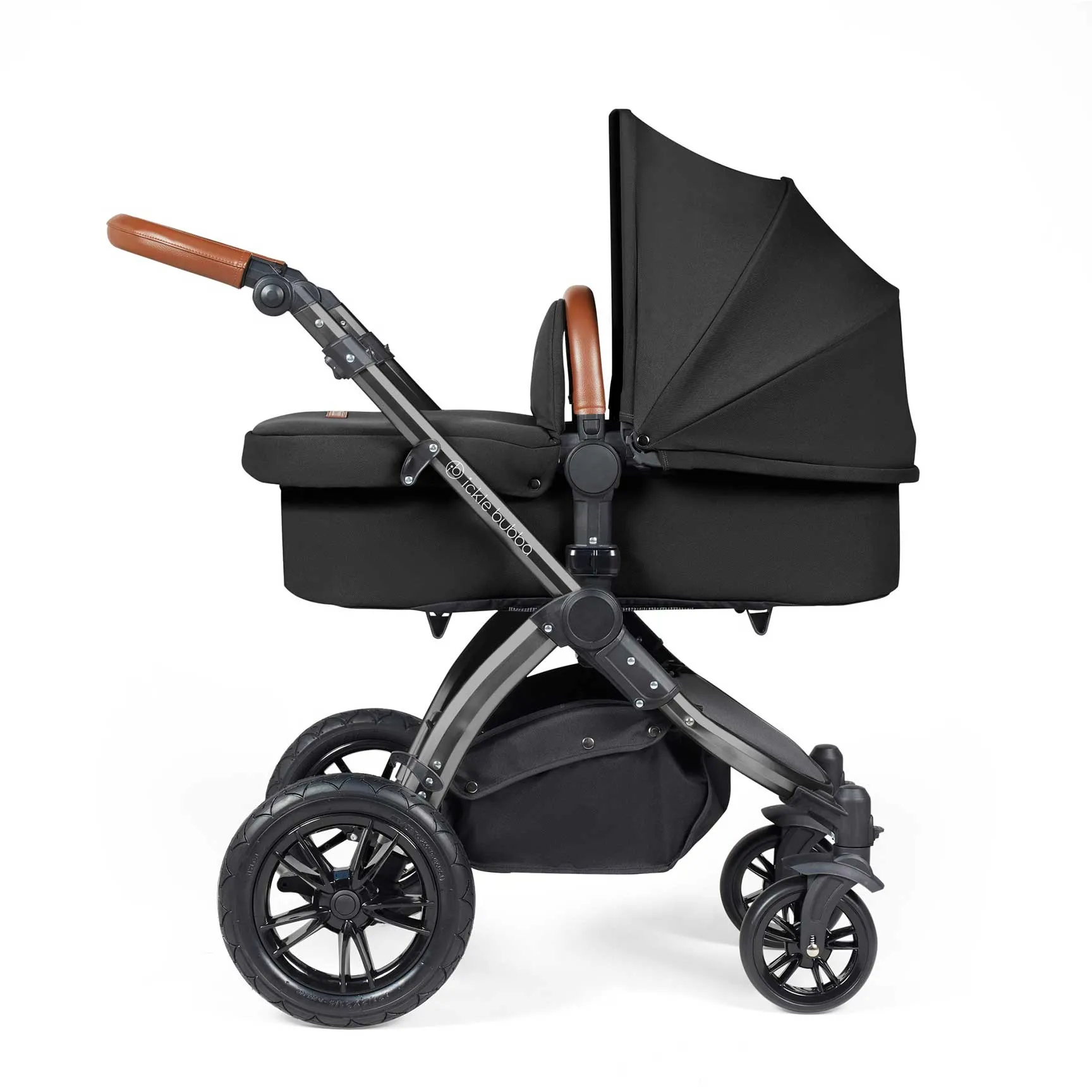 Ickle Bubba Stomp Luxe 2 in 1 Premium Pram - Black/Midnight/Tan