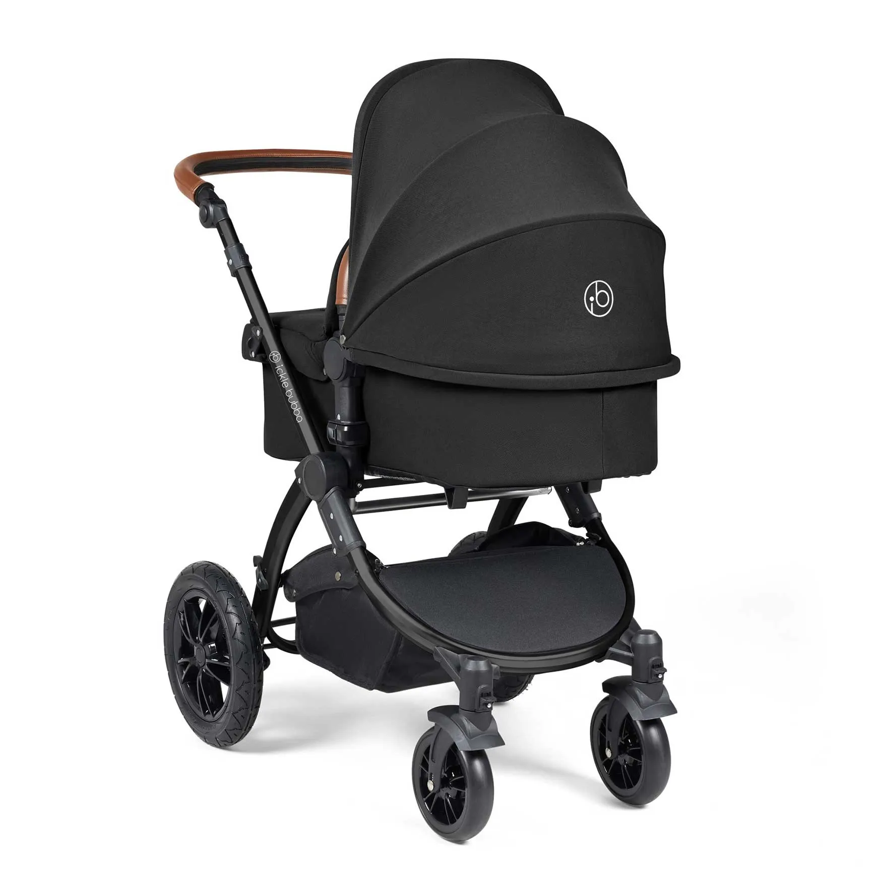 Ickle Bubba Stomp Luxe 2 in 1 Premium Pram - Black/Midnight/Tan
