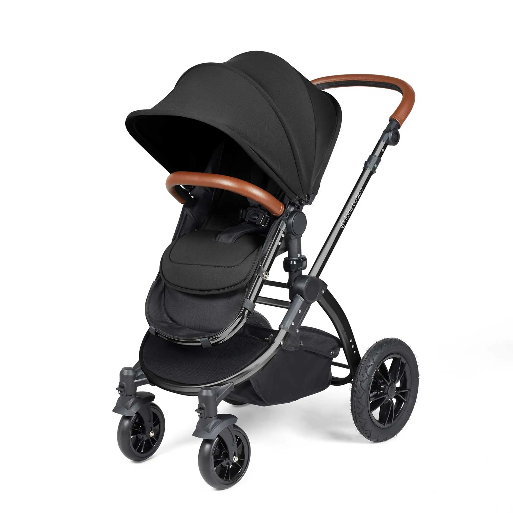 Ickle Bubba Stomp Luxe 2 in 1 Premium Pram - Black/Midnight/Tan
