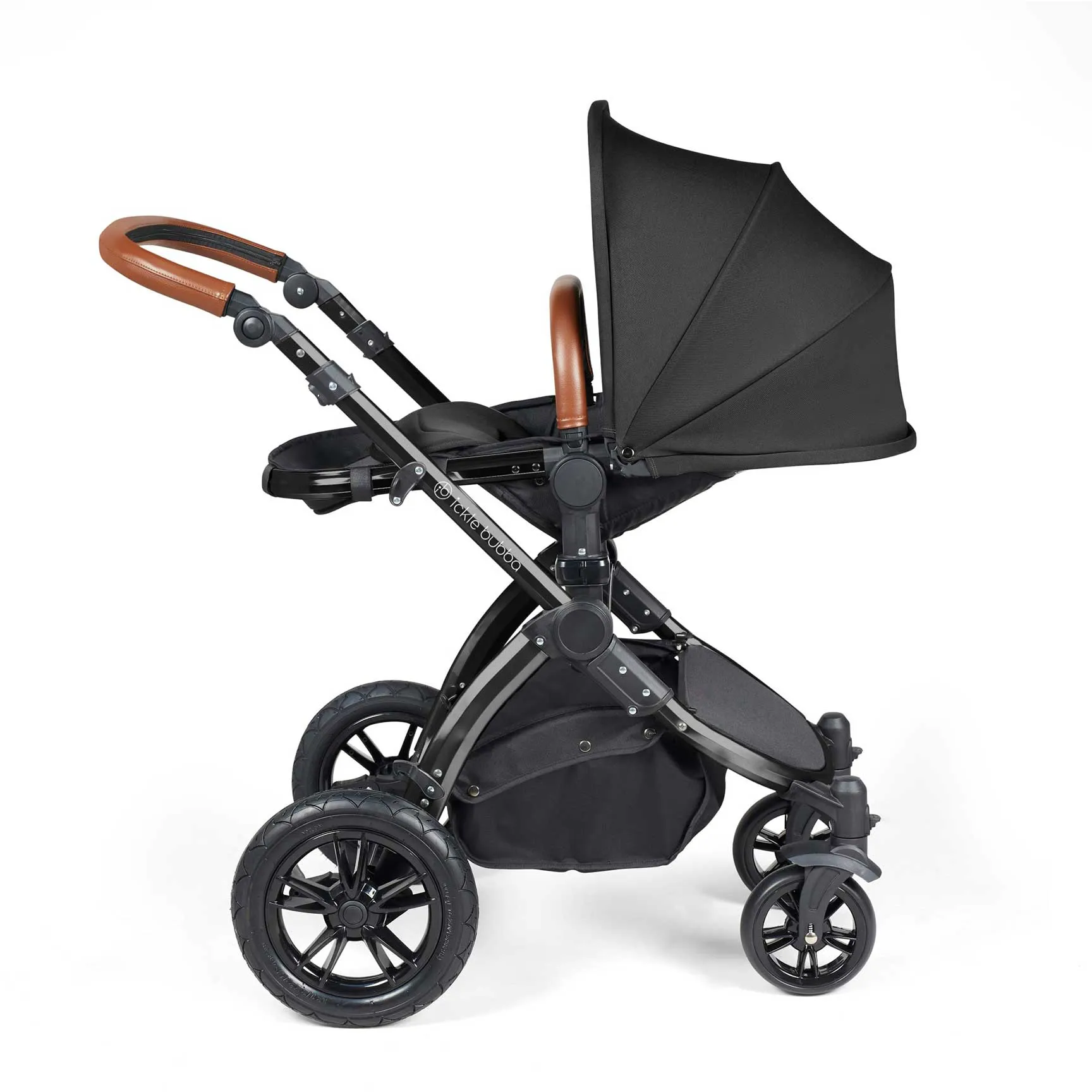 Ickle Bubba Stomp Luxe 2 in 1 Premium Pram - Black/Midnight/Tan