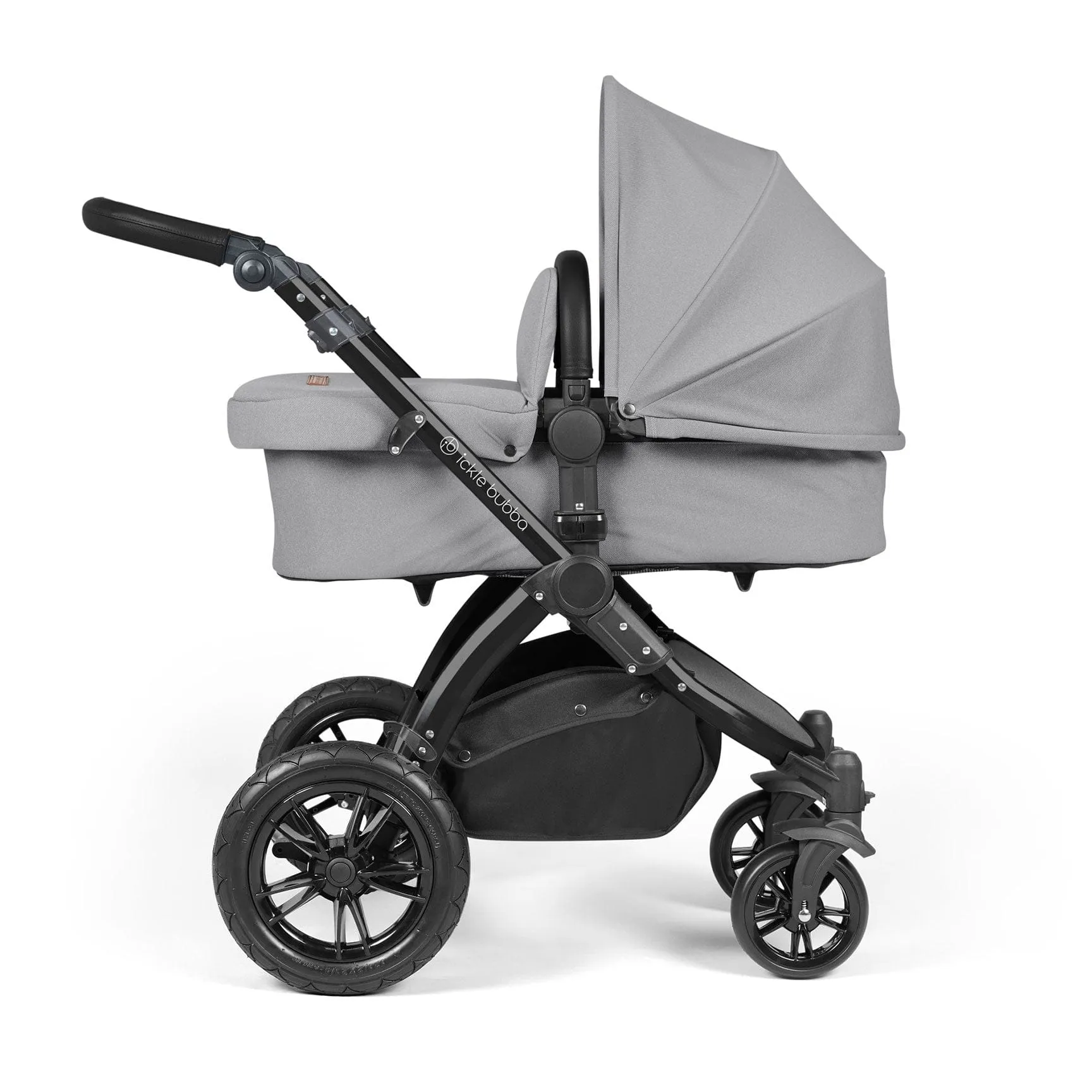 Ickle Bubba Stomp Luxe 2 in 1 Premium Pram - Black/Pearl Grey/Black