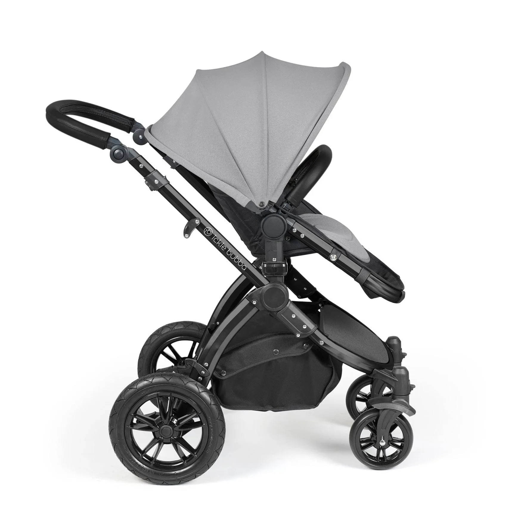 Ickle Bubba Stomp Luxe 2 in 1 Premium Pram - Black/Pearl Grey/Black