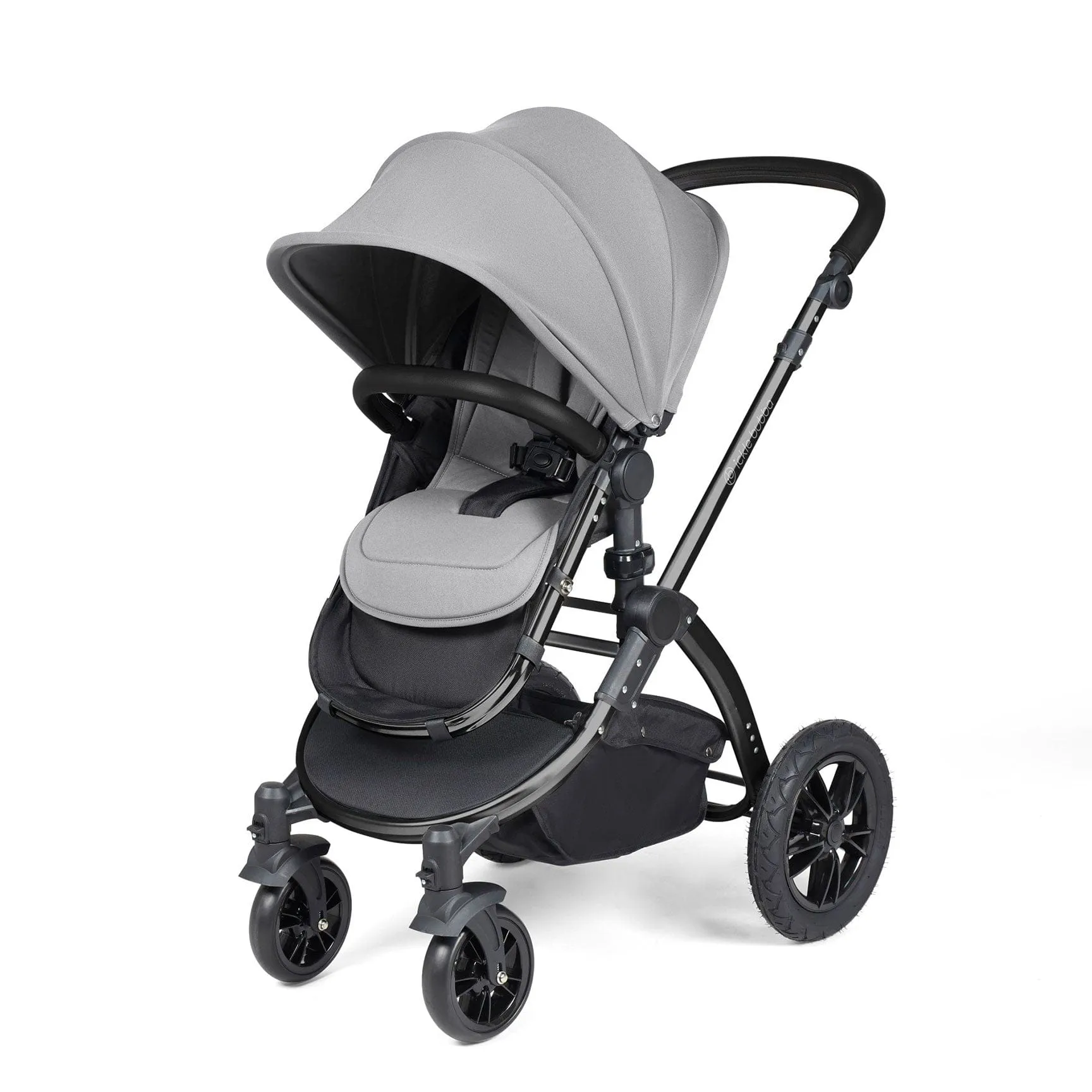 Ickle Bubba Stomp Luxe 2 in 1 Premium Pram - Black/Pearl Grey/Black