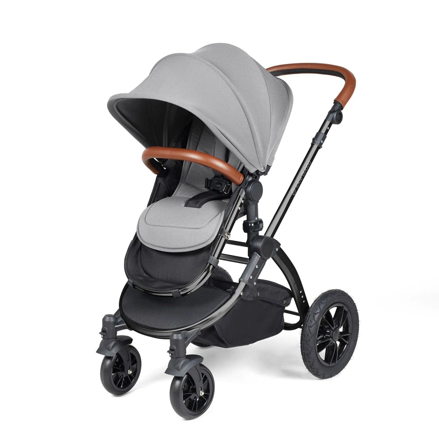 Ickle Bubba Stomp Luxe 2 in 1 Premium Pram - Black/Pearl Grey/Tan