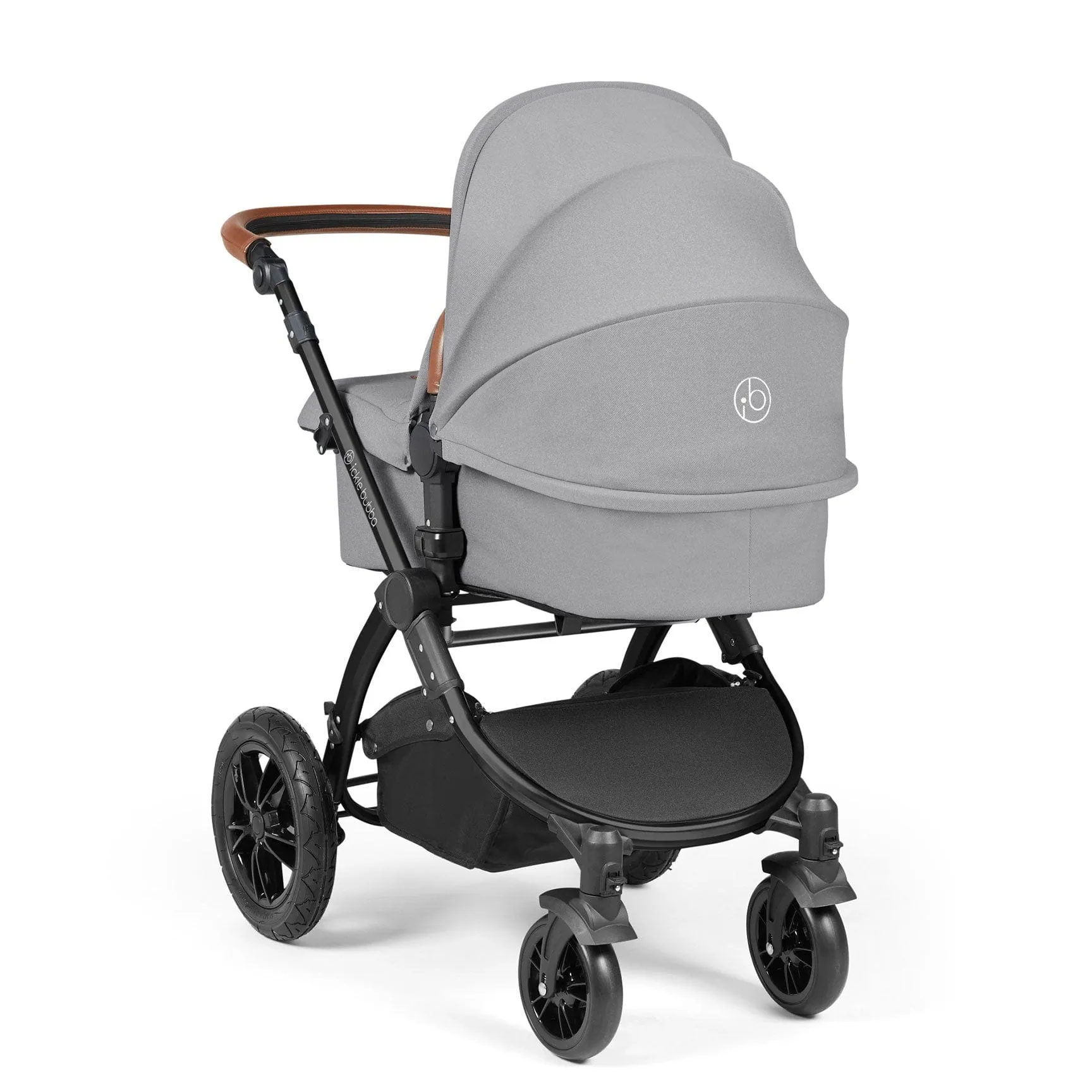 Ickle Bubba Stomp Luxe 2 in 1 Premium Pram - Black/Pearl Grey/Tan