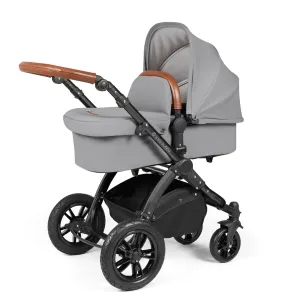 Ickle Bubba Stomp Luxe 2 in 1 Premium Pram - Black/Pearl Grey/Tan