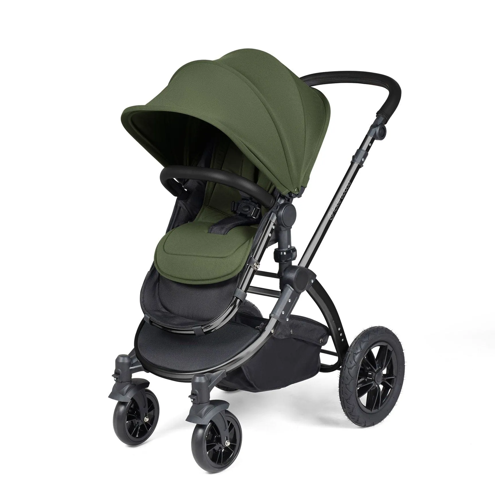 Ickle Bubba Stomp Luxe 2 in 1 Premium Pram - Black/Woodland/Black