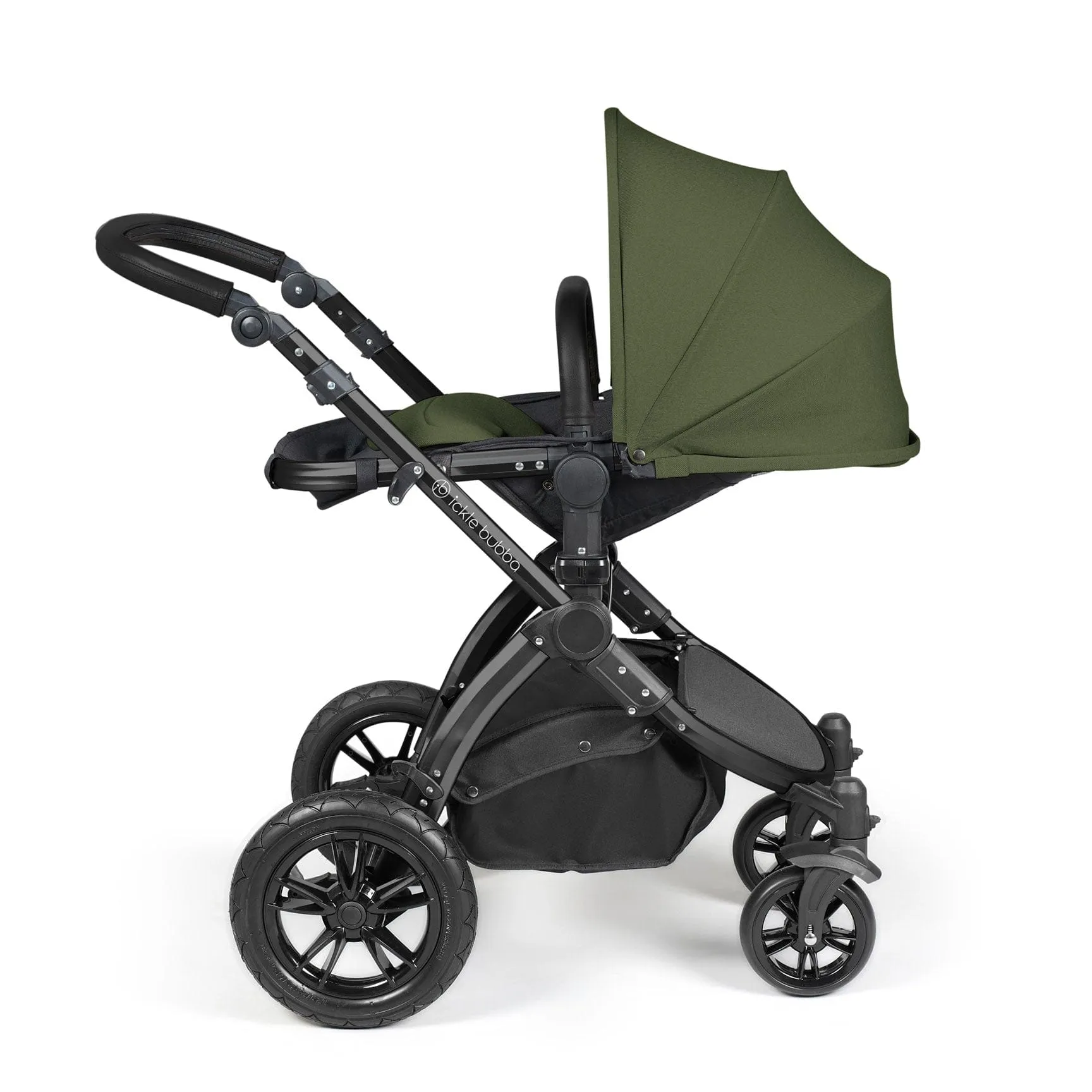 Ickle Bubba Stomp Luxe 2 in 1 Premium Pram - Black/Woodland/Black