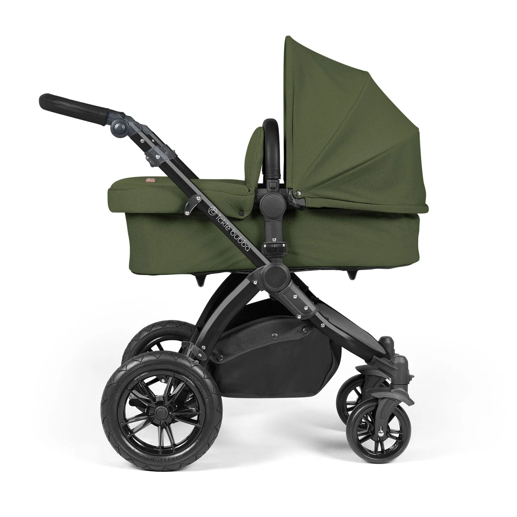 Ickle Bubba Stomp Luxe 2 in 1 Premium Pram - Black/Woodland/Black