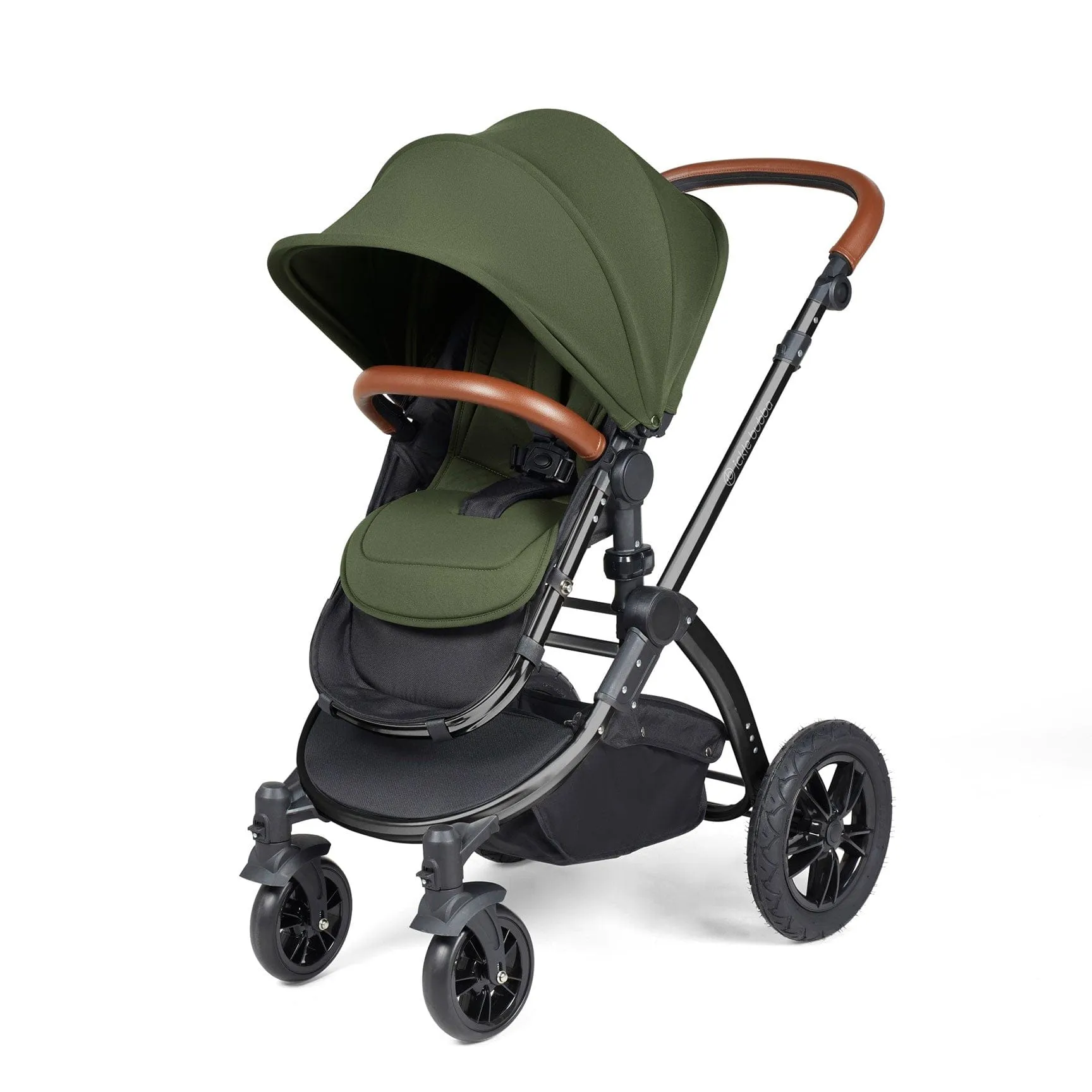 Ickle Bubba Stomp Luxe 2 in 1 Premium Pram - Black/Woodland/Tan