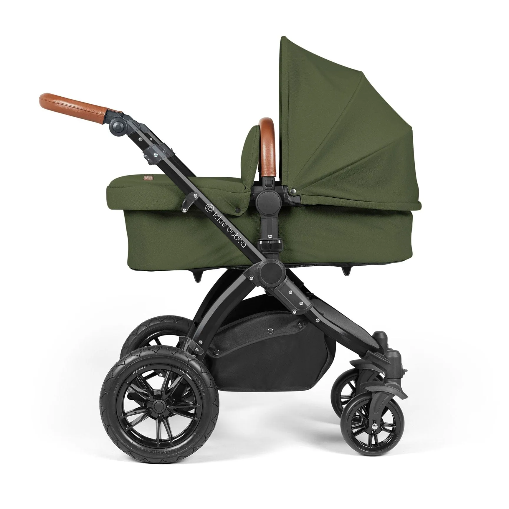 Ickle Bubba Stomp Luxe 2 in 1 Premium Pram - Black/Woodland/Tan