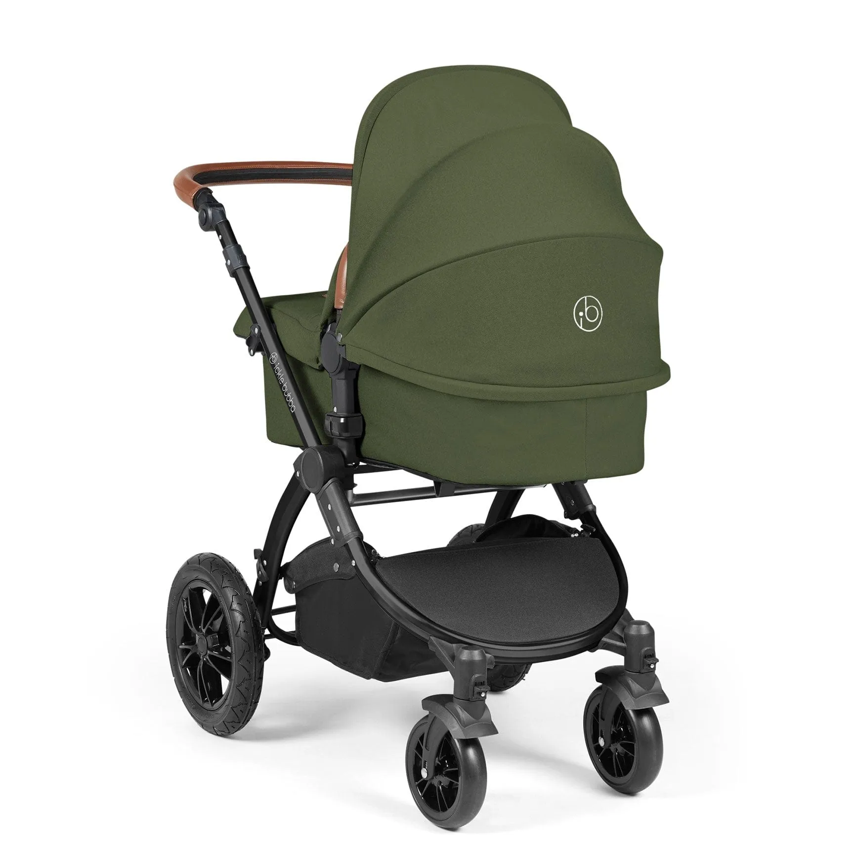 Ickle Bubba Stomp Luxe 2 in 1 Premium Pram - Black/Woodland/Tan