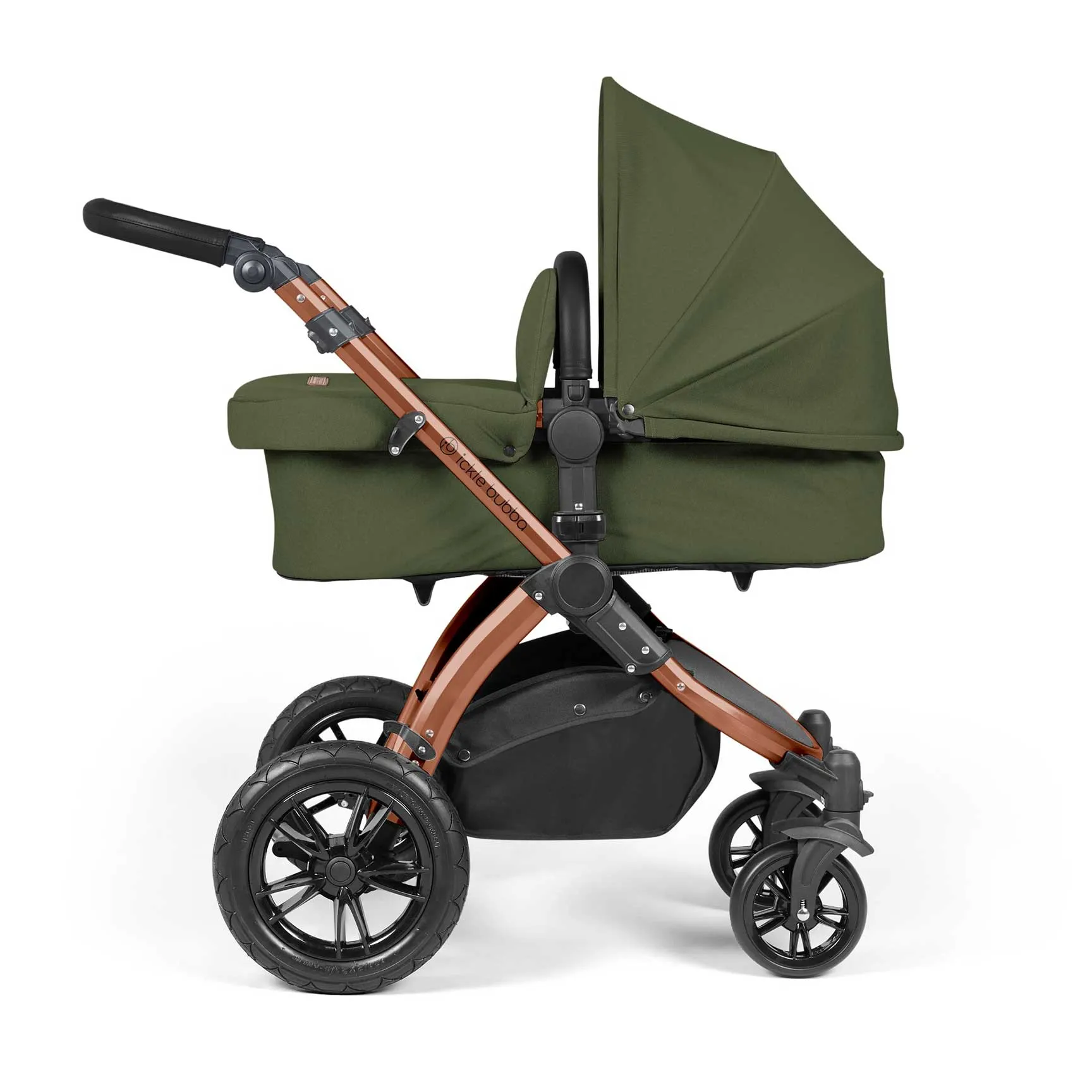 Ickle Bubba Stomp Luxe 2 in 1 Premium Pram - Bronze/Woodland/Black