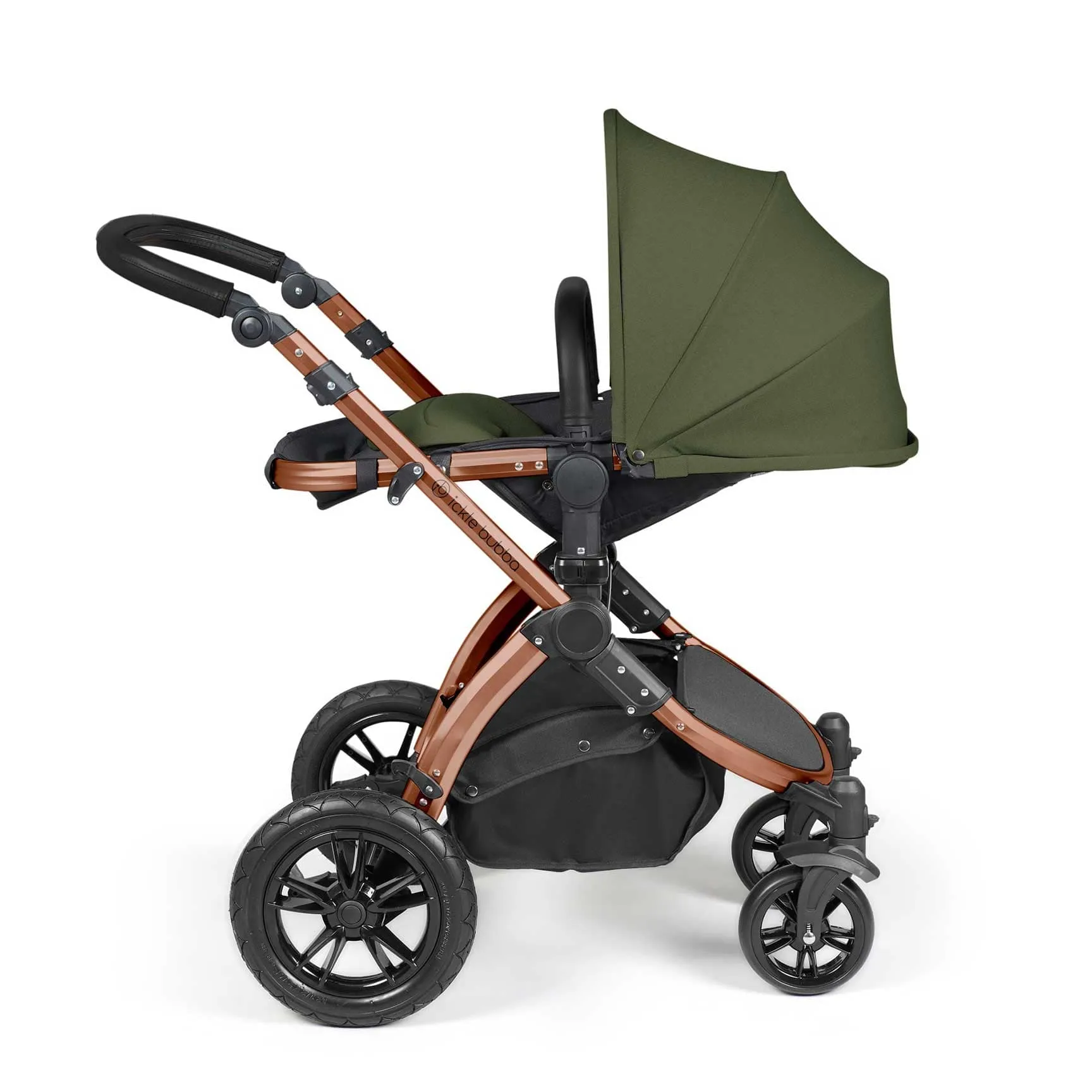 Ickle Bubba Stomp Luxe 2 in 1 Premium Pram - Bronze/Woodland/Black