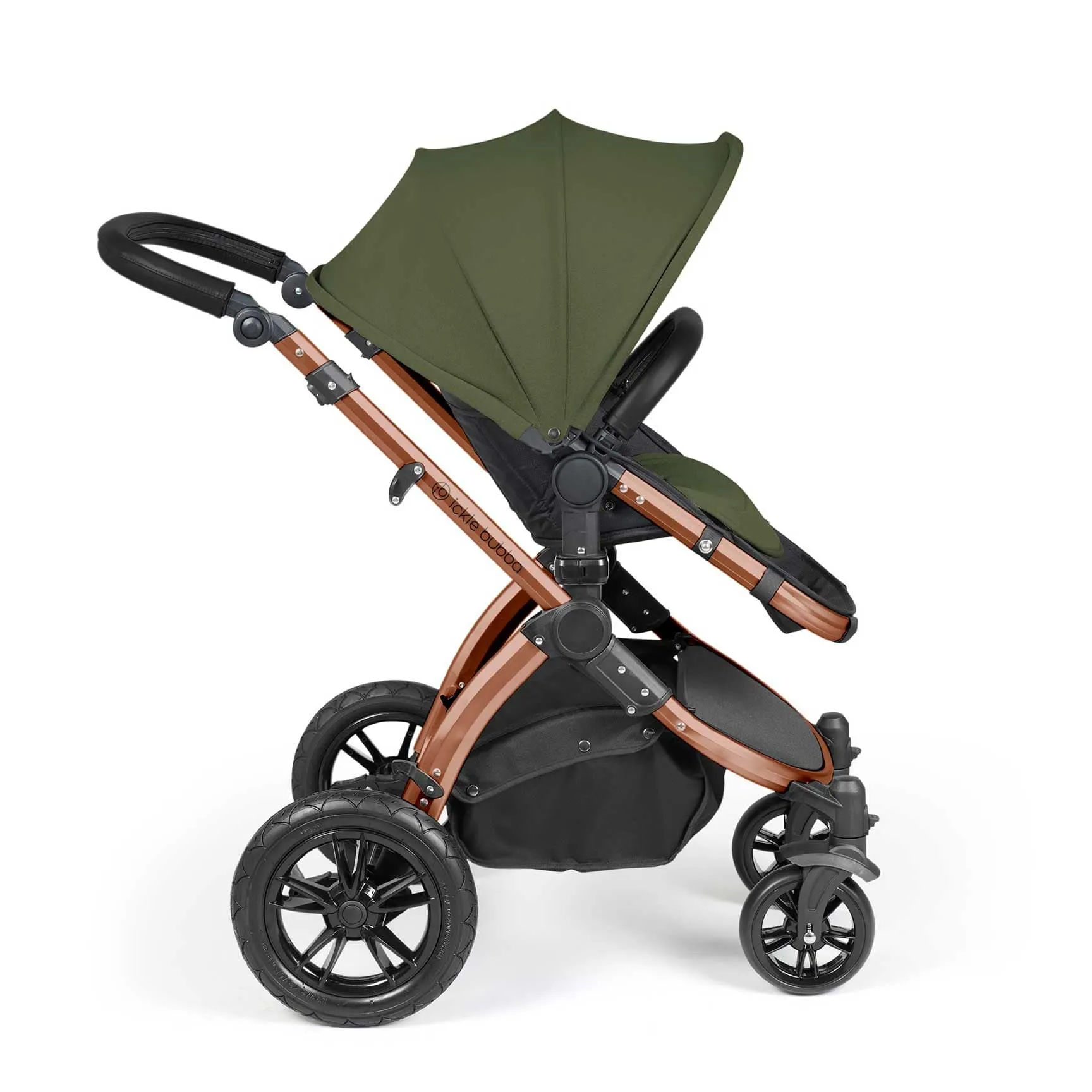 Ickle Bubba Stomp Luxe 2 in 1 Premium Pram - Bronze/Woodland/Black