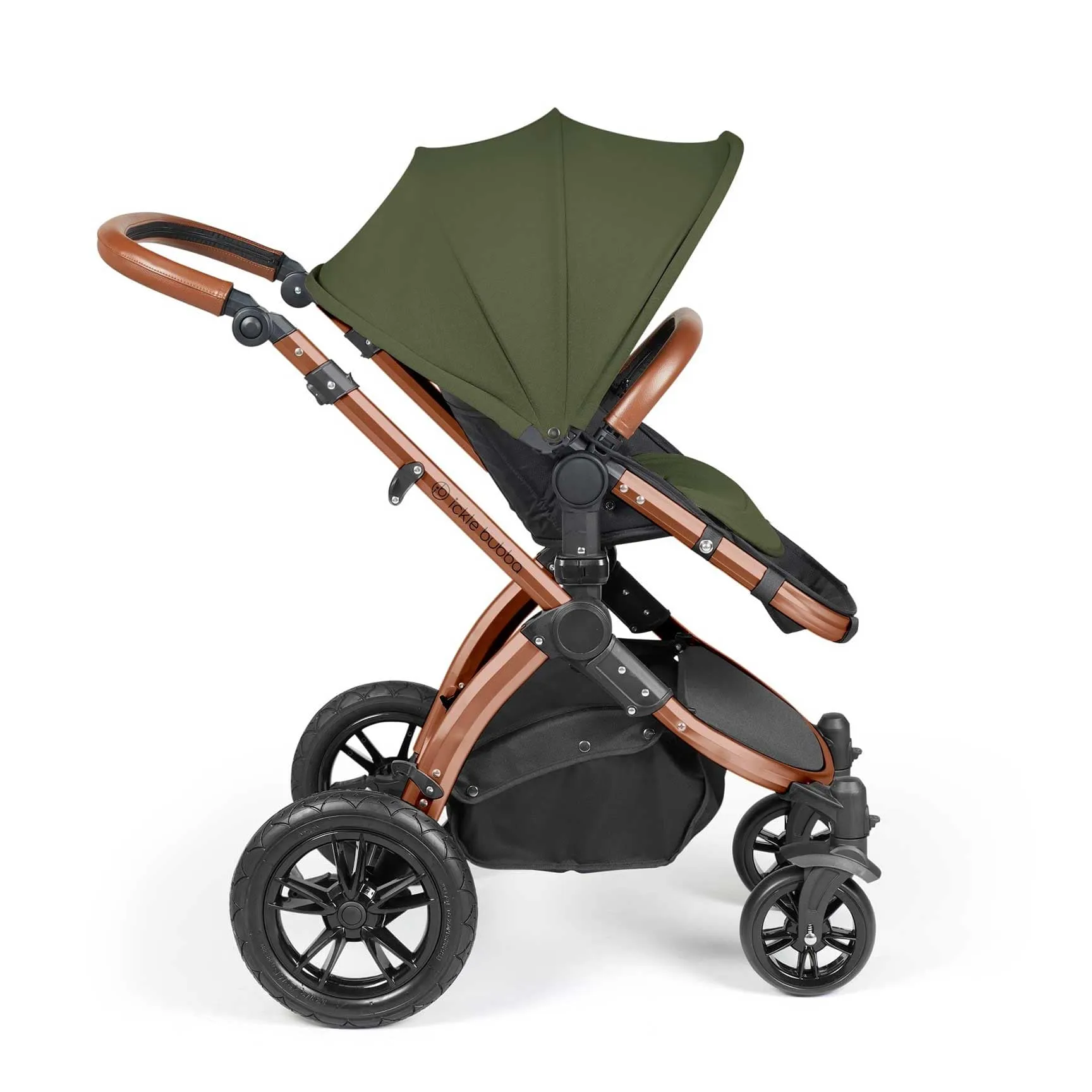 Ickle Bubba Stomp Luxe 2 in 1 Premium Pram - Bronze/Woodland/Tan