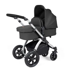 Ickle Bubba Stomp Luxe 2 in 1 Premium Pram - Silver/Charcoal Grey/Black